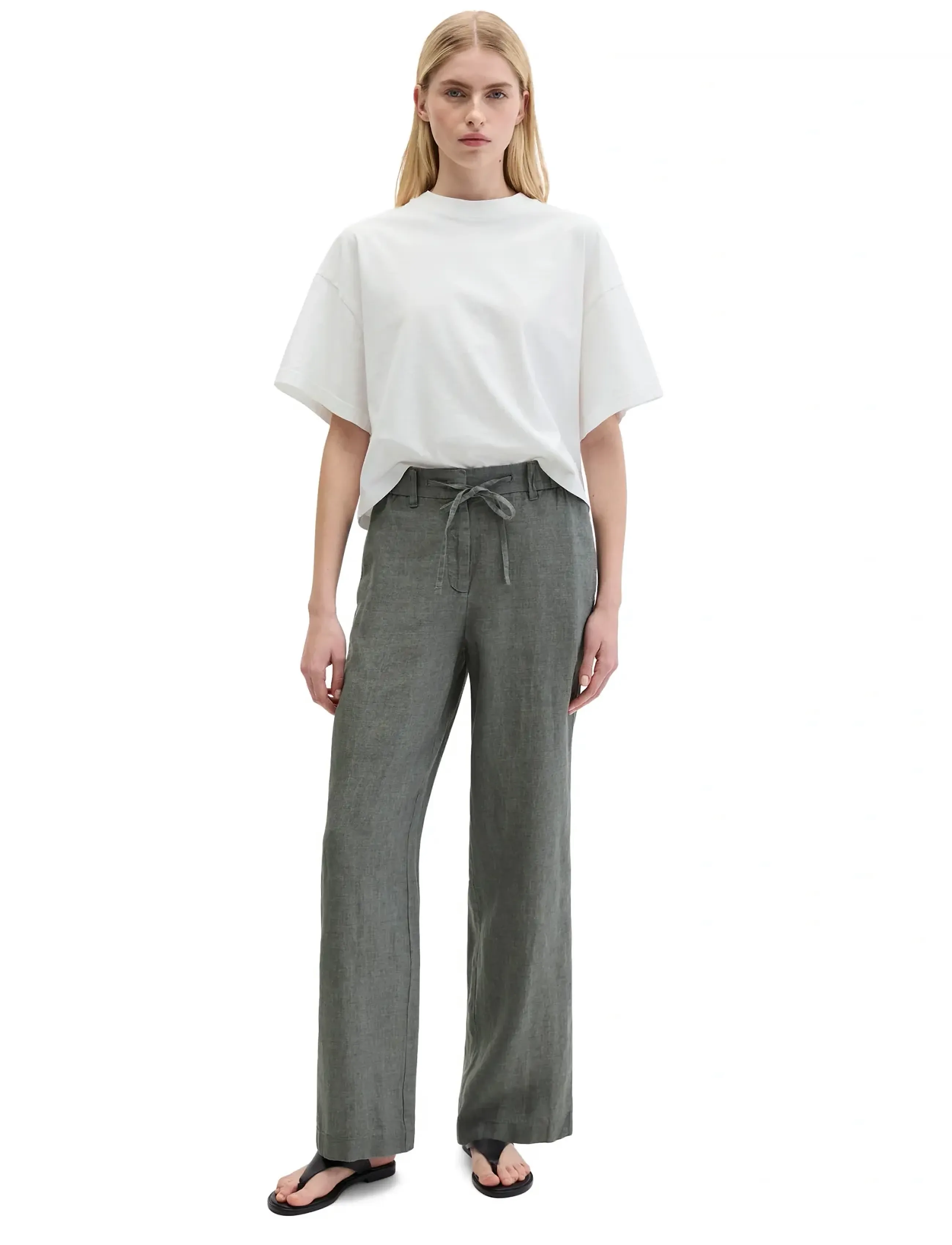 Marc O'Polo - Woven Pants - linnebyxor - slate grey melange - 4
