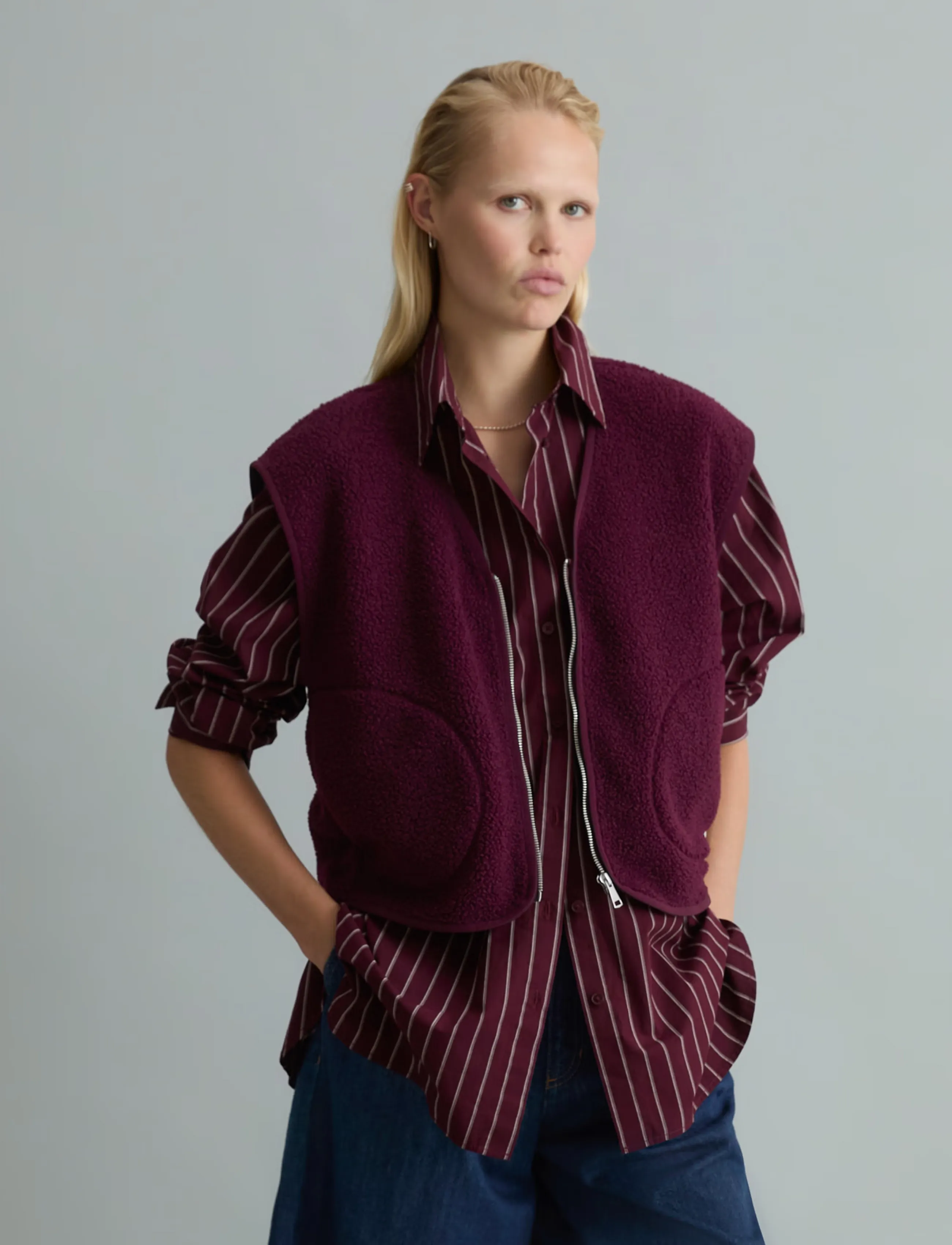 Marc O'Polo - Sweatjackets Sleeveless, Teddy, CF Zip - fleece & teddy vests - mahagony jam - 5