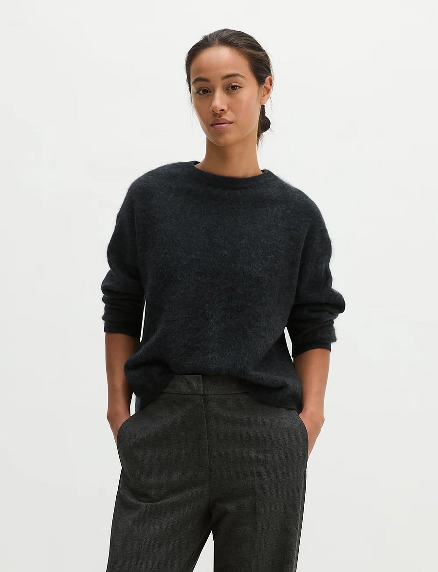 Marc O'Polo - Pullovers, LSL, Round-Neck - striktrøjer - coal grey melange - 0
