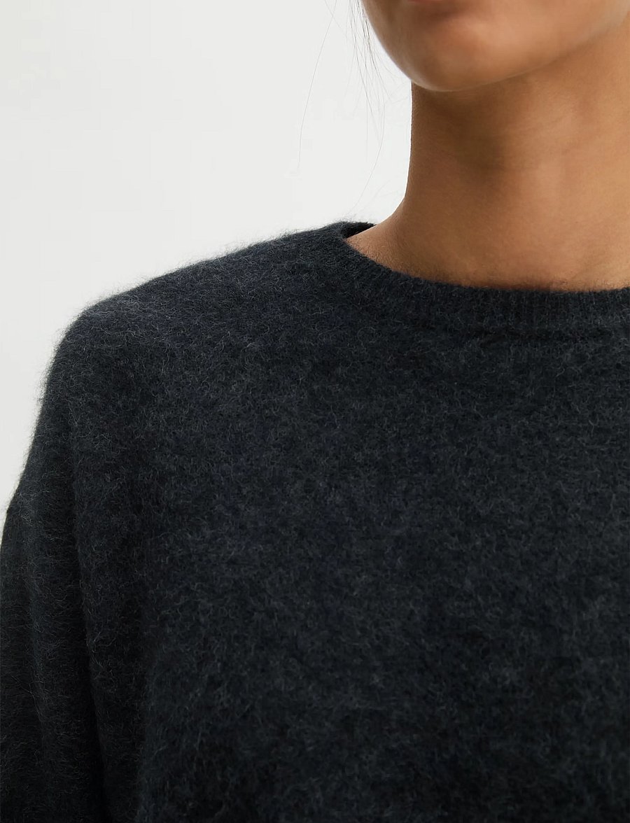Marc O'Polo - Pullovers, LSL, Round-Neck - striktrøjer - coal grey melange - 3
