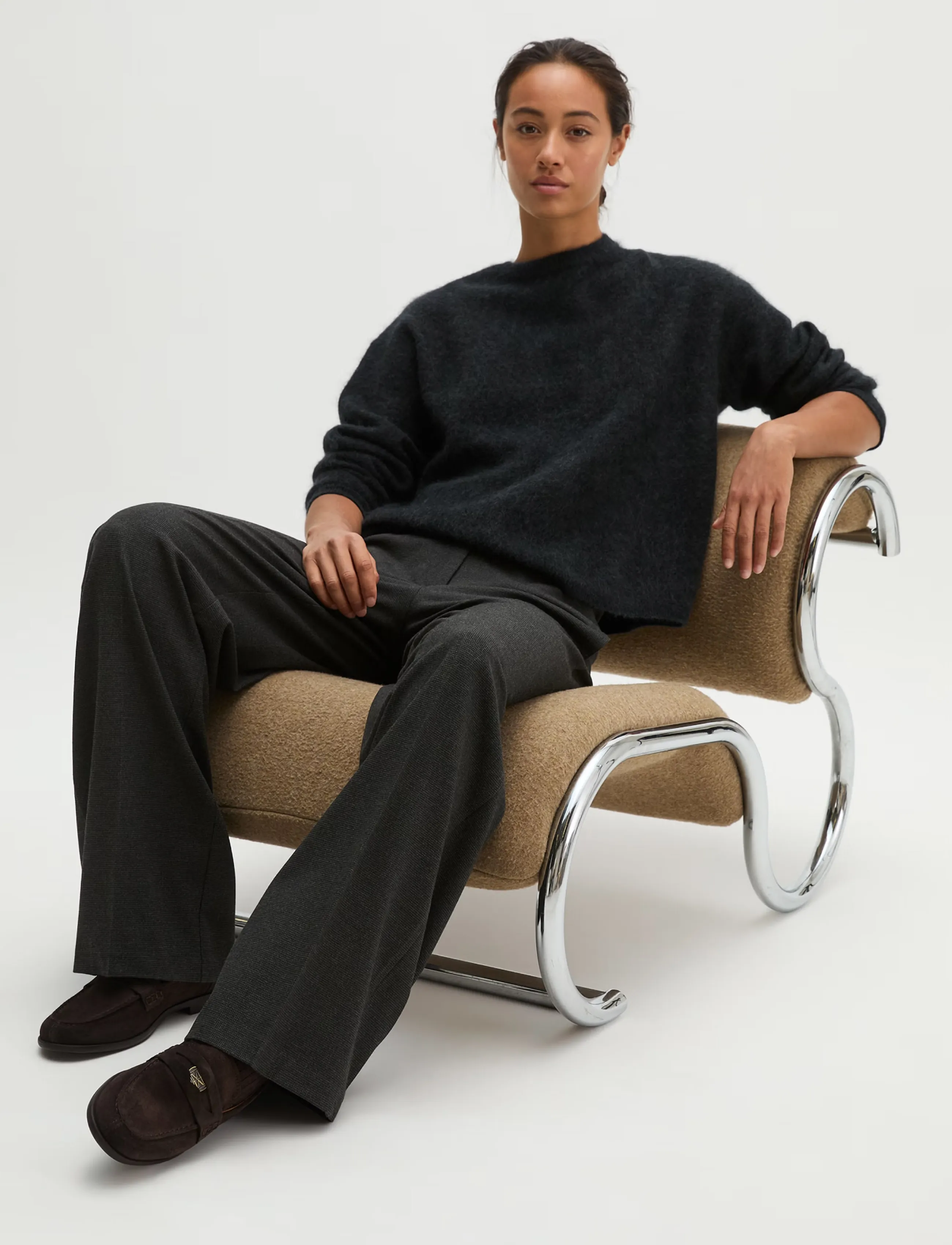 Marc O'Polo - Pullovers, LSL, Round-Neck - striktrøjer - coal grey melange - 5