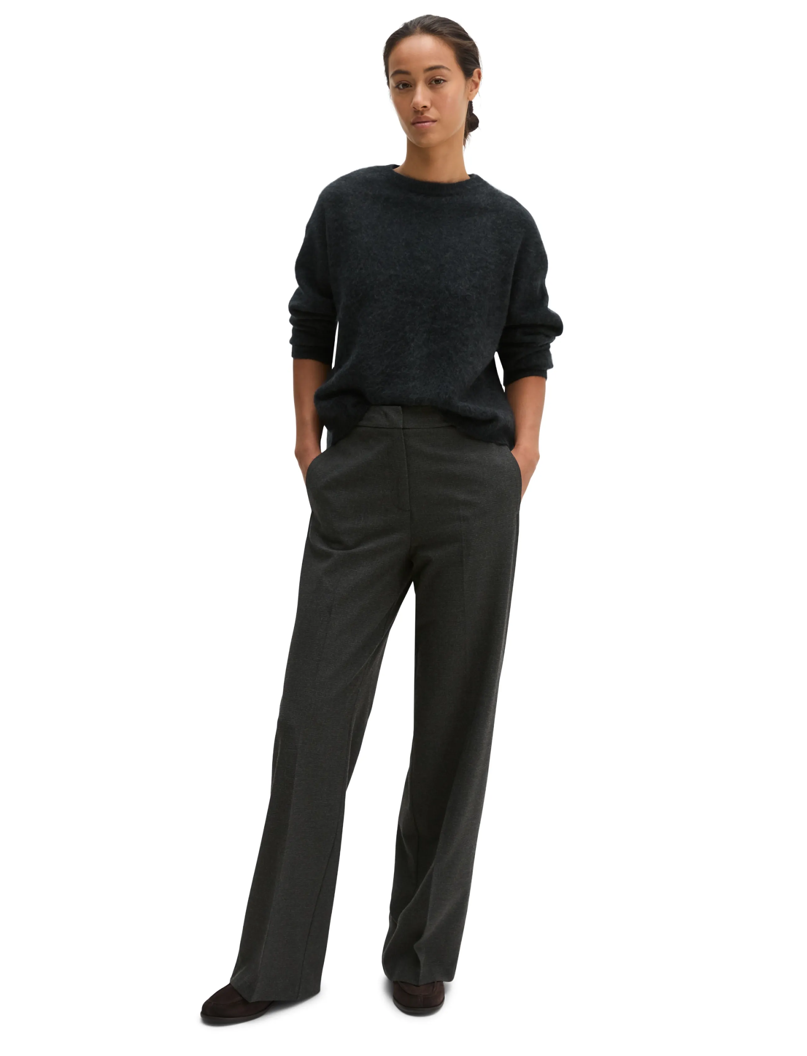Marc O'Polo Pullovers, LSL, Round-Neck - Fødselsdag - COAL GREY MELANGE / grey