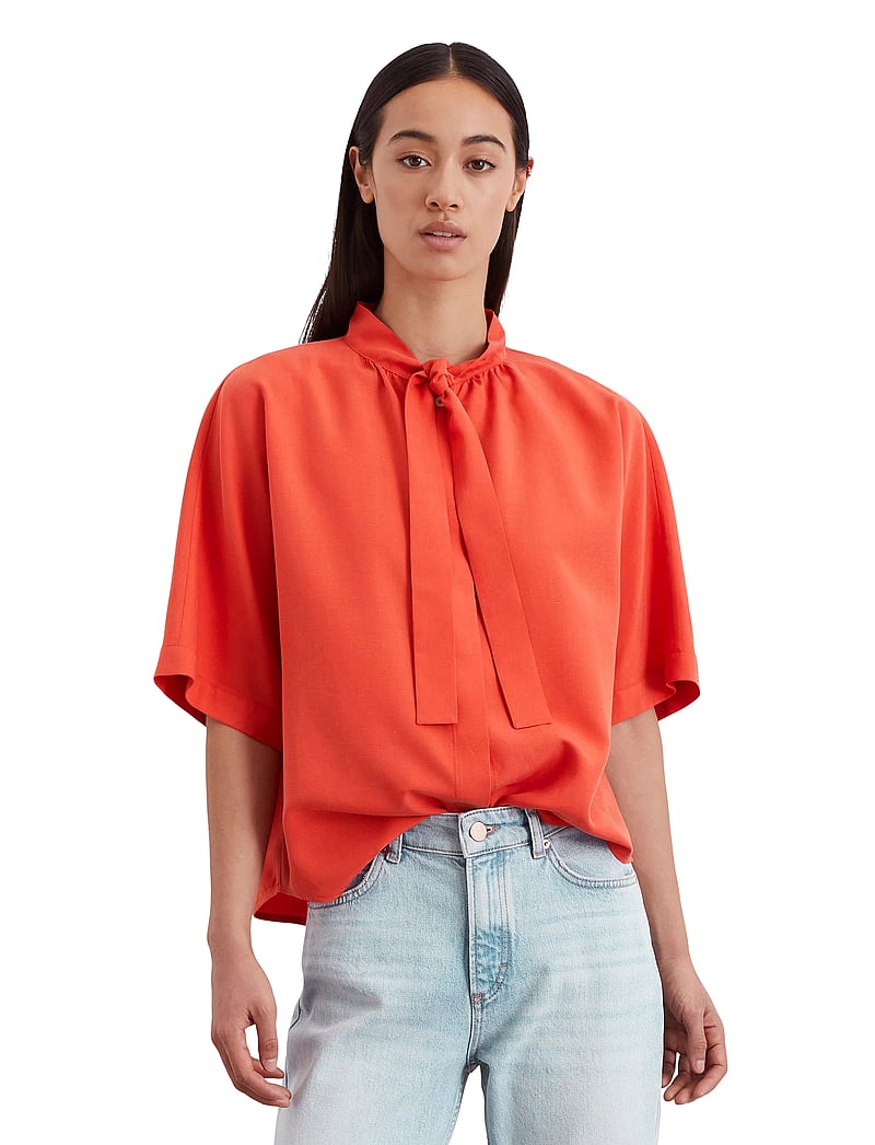 Marc O'Polo - SHIRTS/BLOUSES SHORT SLEEVE - kurzämlige blusen - burnt red - 0