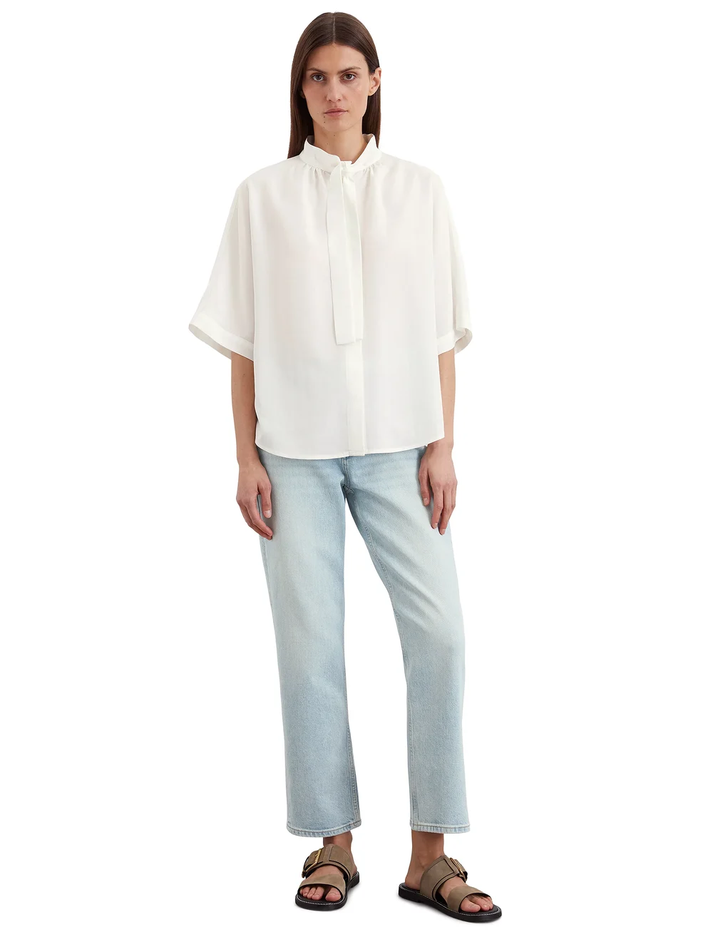 Marc O'Polo - SHIRTS/BLOUSES SHORT SLEEVE - kortærmede bluser - white cotton - 5