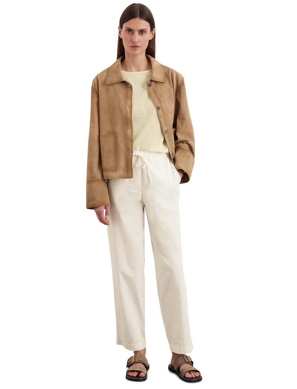 Marc O'Polo - WOVEN PANTS - bukser med lige ben - white cotton - 5