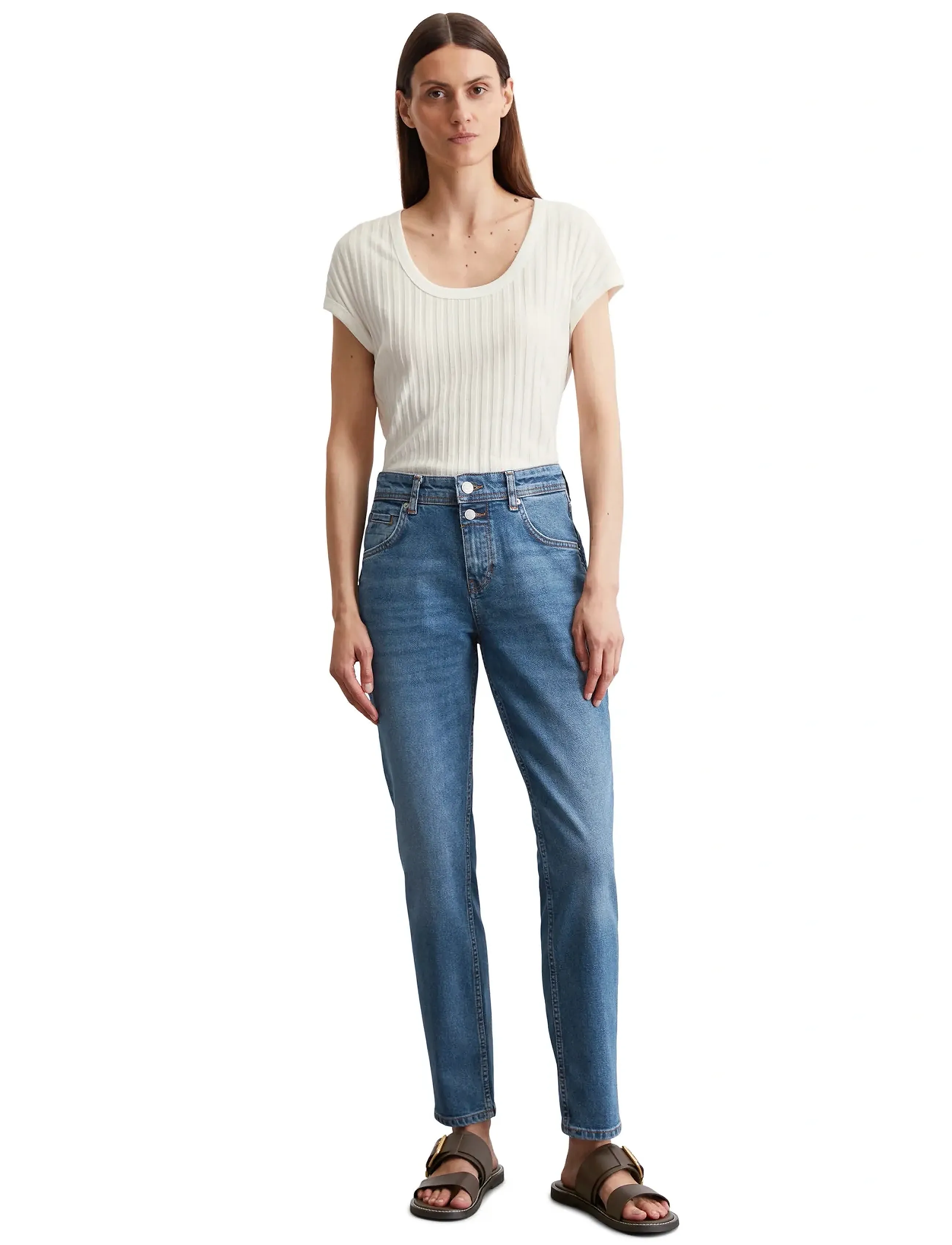 Marc O'Polo - DENIM TROUSERS - sustainable dark blue wash aus - 5