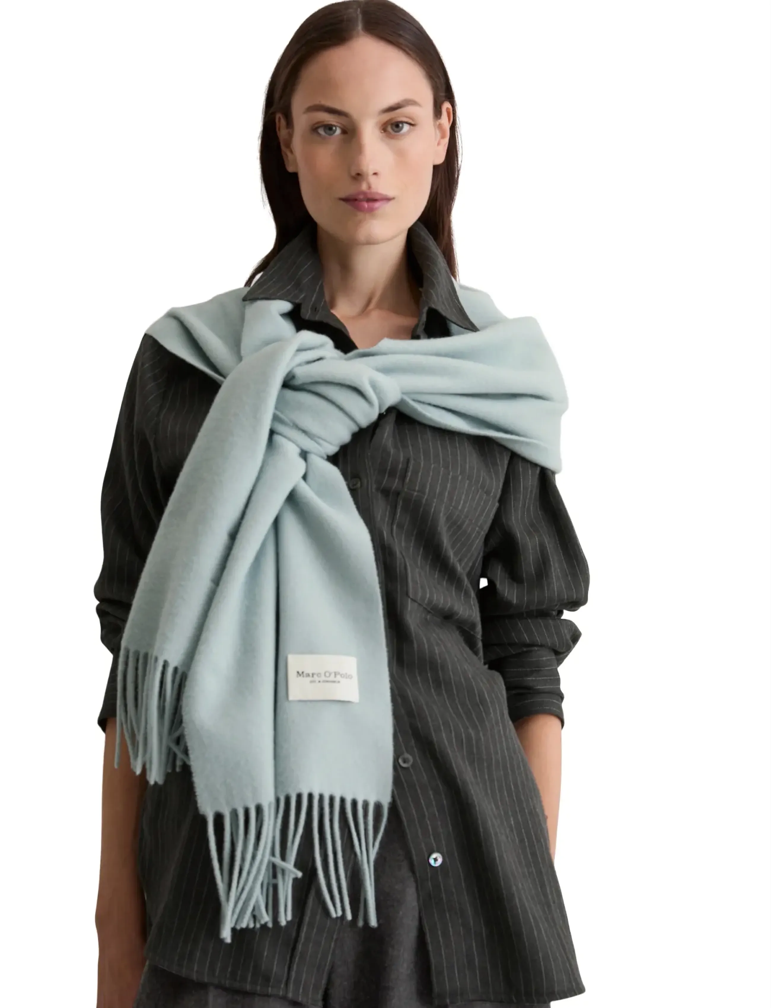 Marc O'Polo Scarves, Kvinder, Frynset Tørklæde, Blå, Str: ONE SIZE