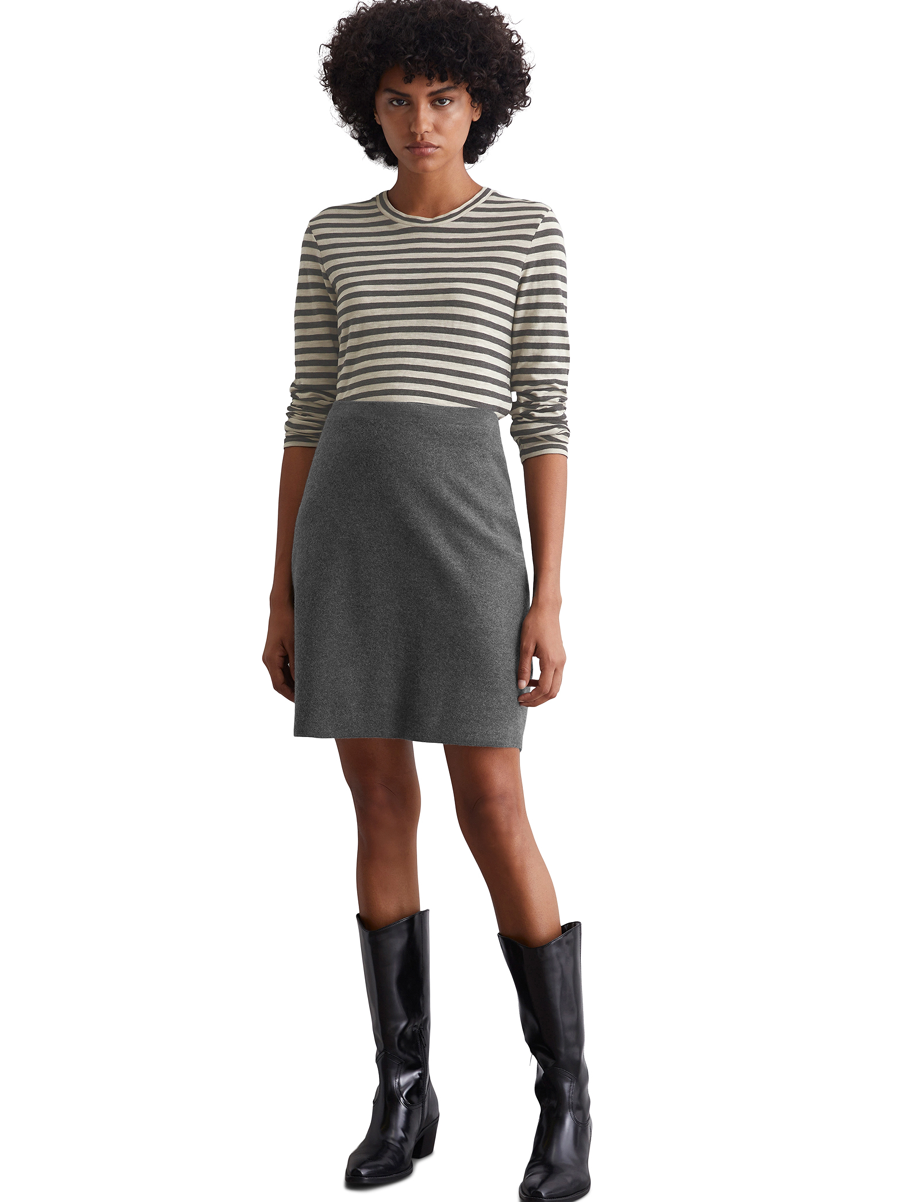 Marc O'Polo - HEAVY KNIT SKIRTS - strikkede nederdele - deep grey melange - 4
