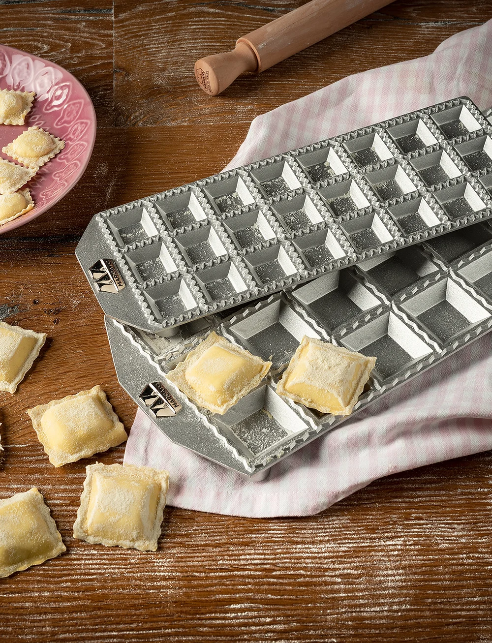 Marcato - Marcato ravioliplåt 24 stora kvadratiska ravioli - nudelmaschinen & zubehör - silver - 5