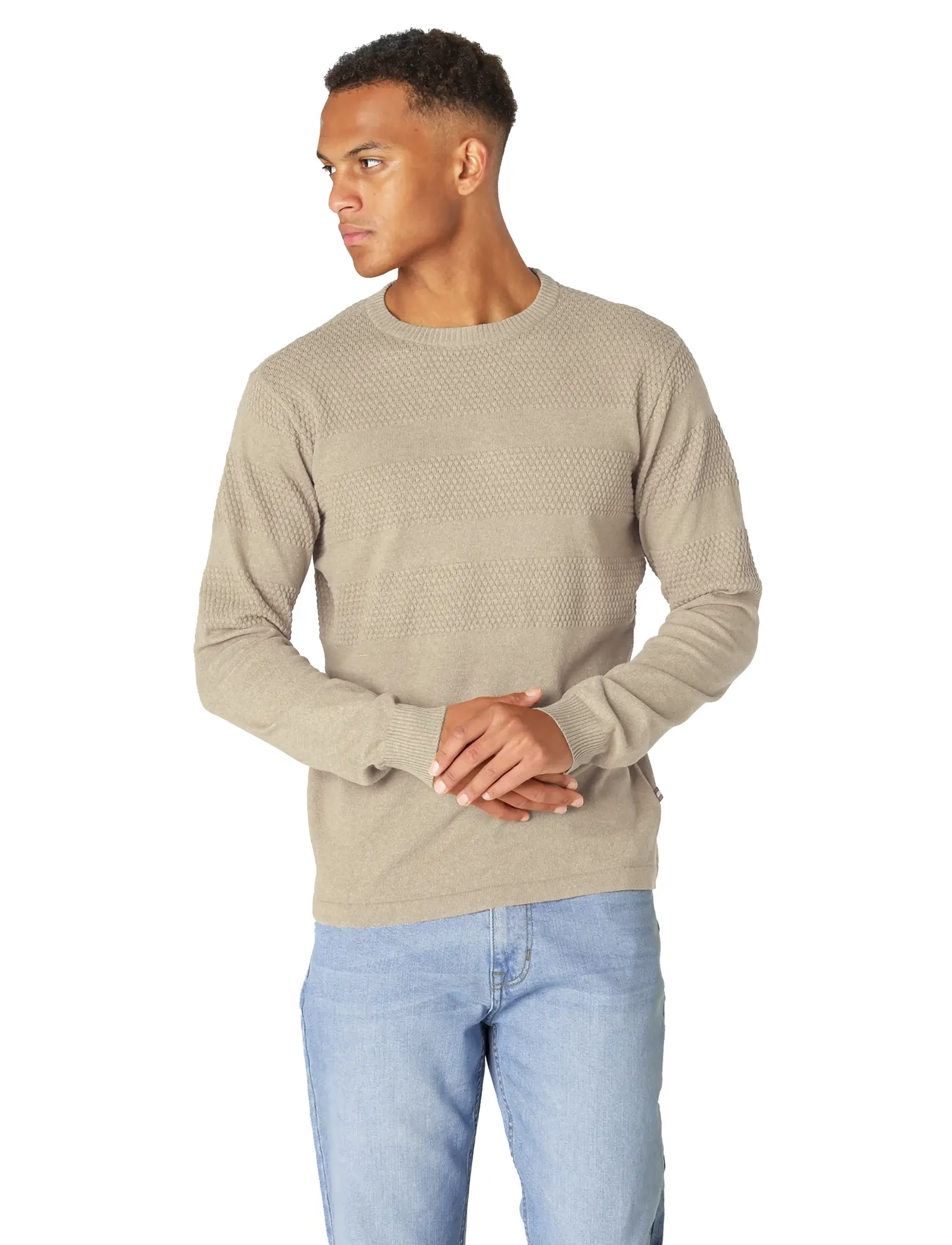 Marcus - Marcus Affleck Knit Pullover - herbstliche kleidung - humus sand mix - 0