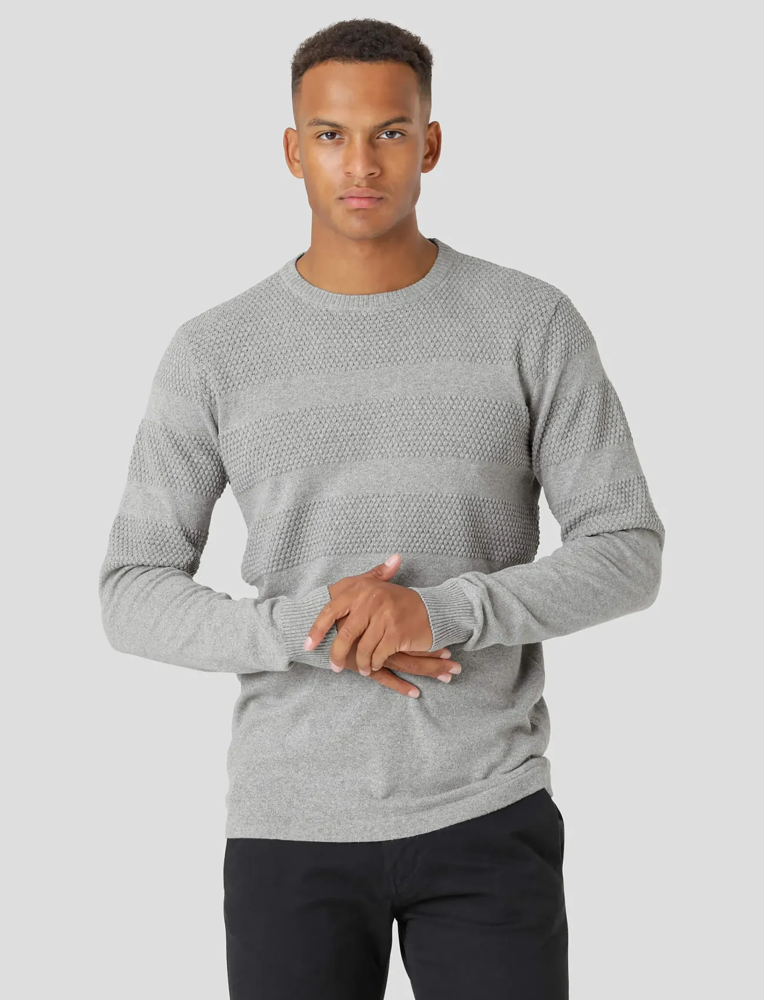 Marcus - Marcus Affleck Knit Pullover - efterårstøj - lt. grey mix - 0