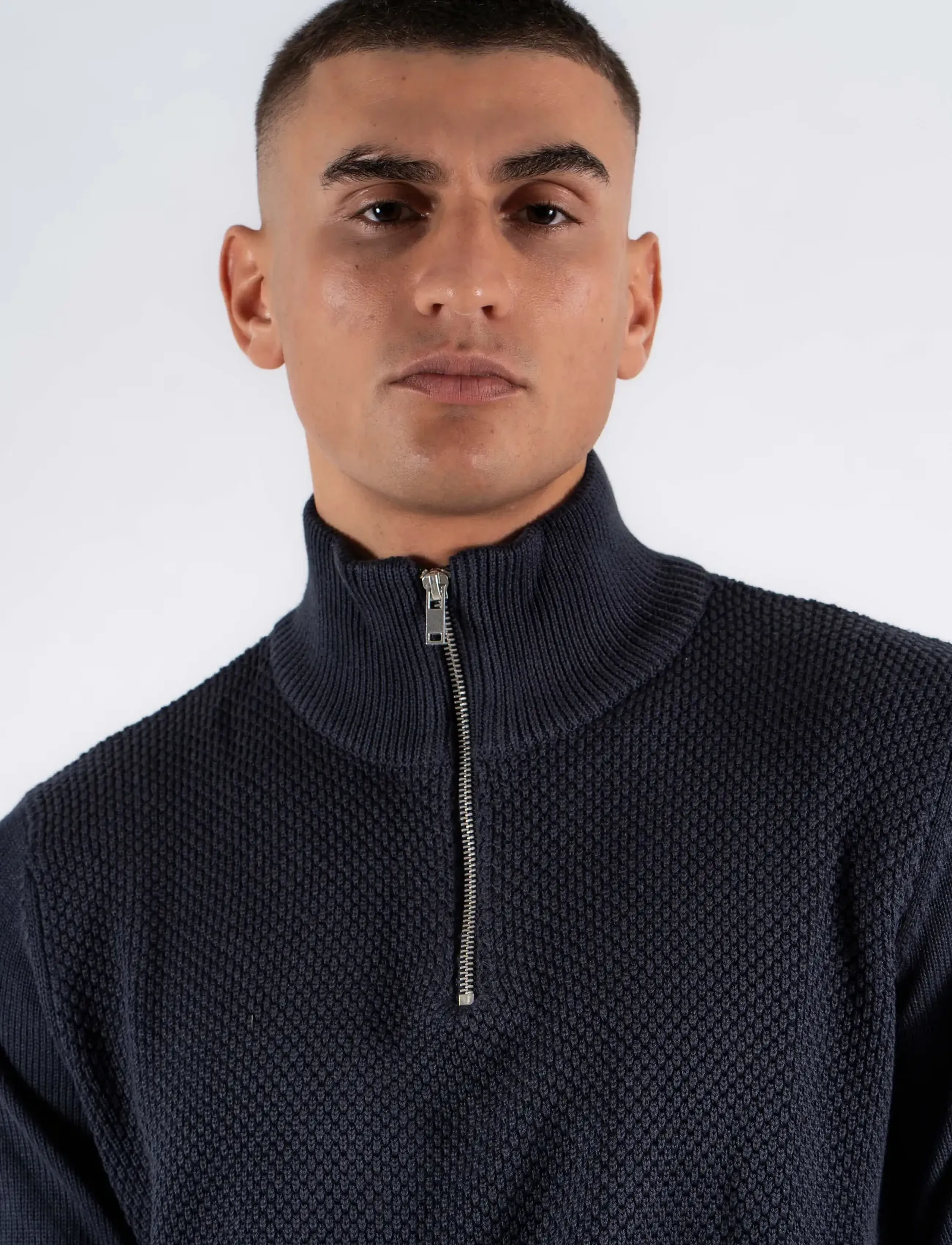 Marcus - Hubble Half Zip knit - höstkläder - night navy - 4
