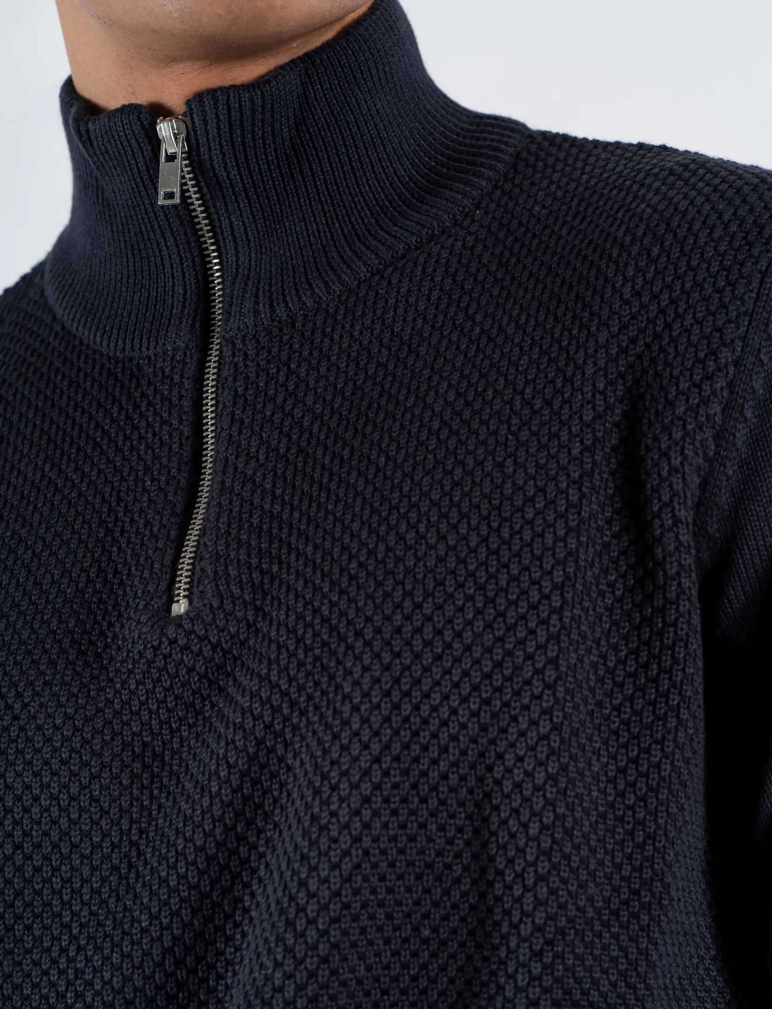 Marcus - Hubble Half Zip knit - höstkläder - night navy - 5