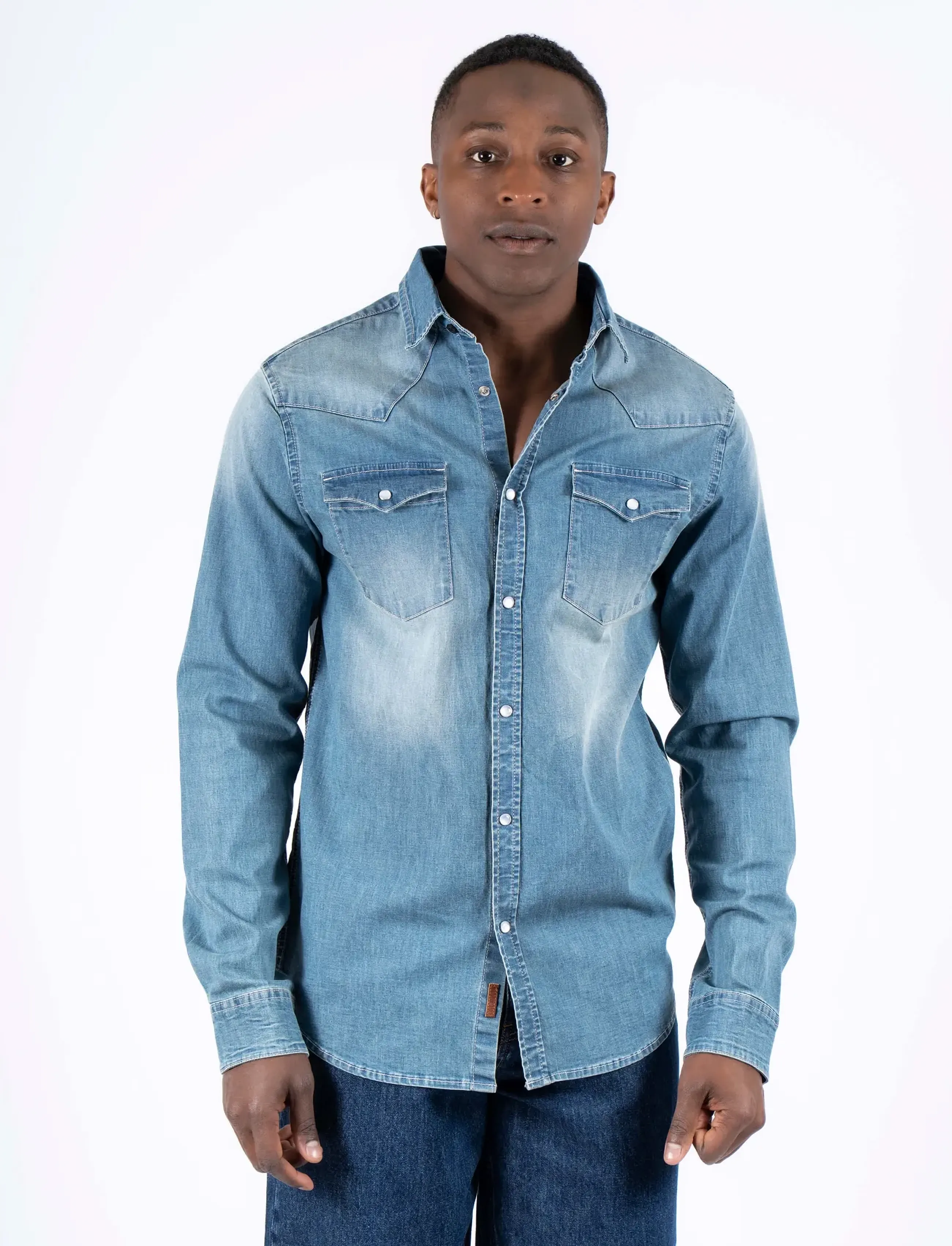 Marcus - MAmojo ls shirt NOOS - mehed - med. blue wash - 0