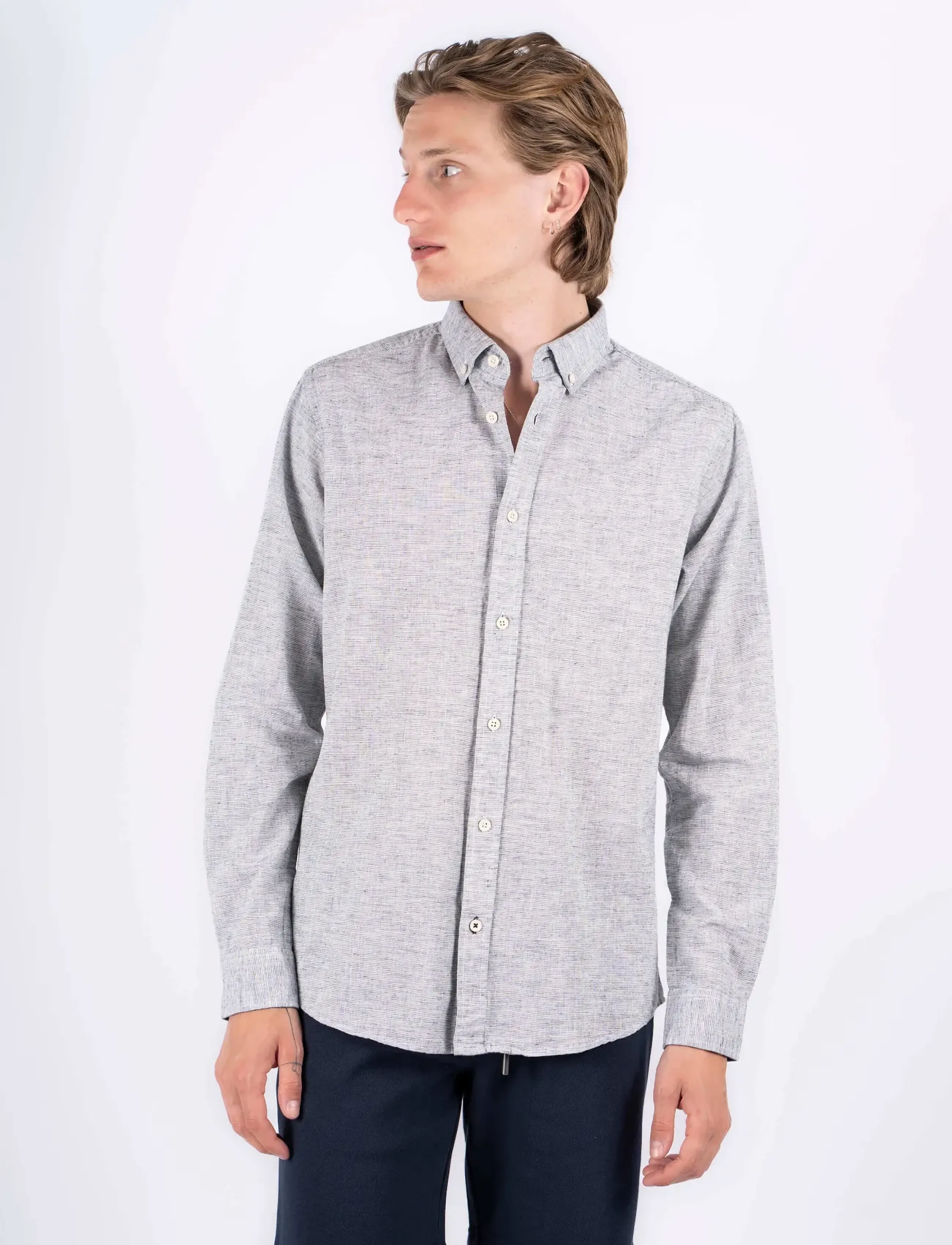 Marcus - MAalfie ls shirt - madalaimad hinnad - dark sapphire - 0