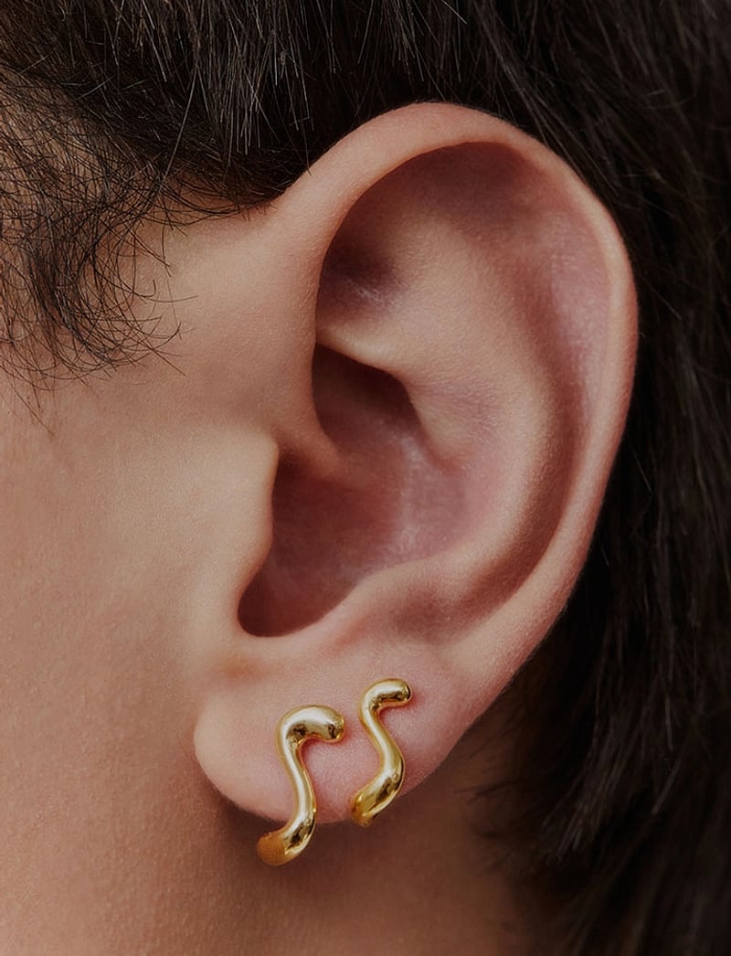 Maria Black Lotus Huggies (MBK101023) Hoops - Main Image