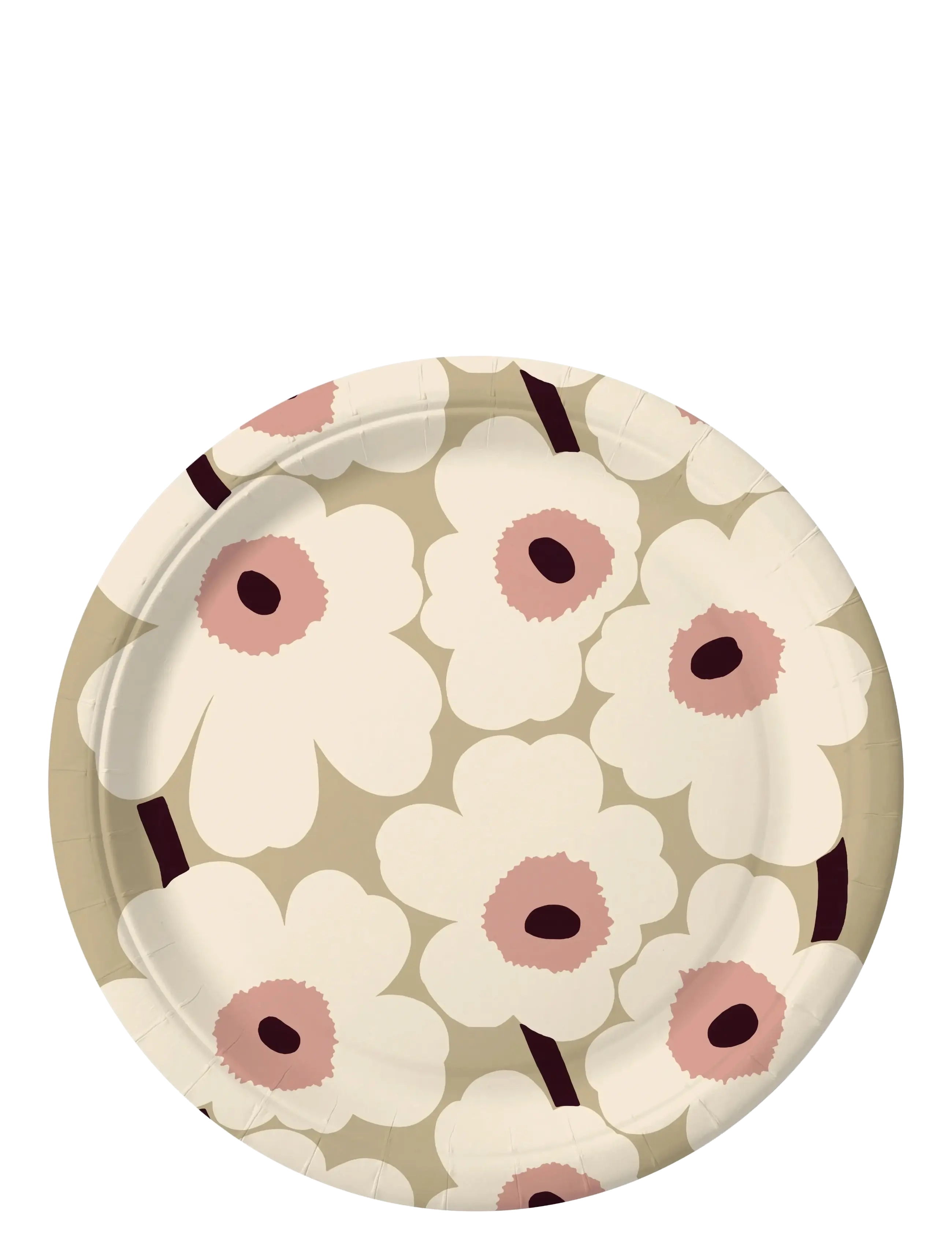 Marimekko by Havi Unikko Paper Plate, Ø 18 cm, Outdoor Environment, Beige - Picnic Plates, Mugs, Cutlery, Homeware