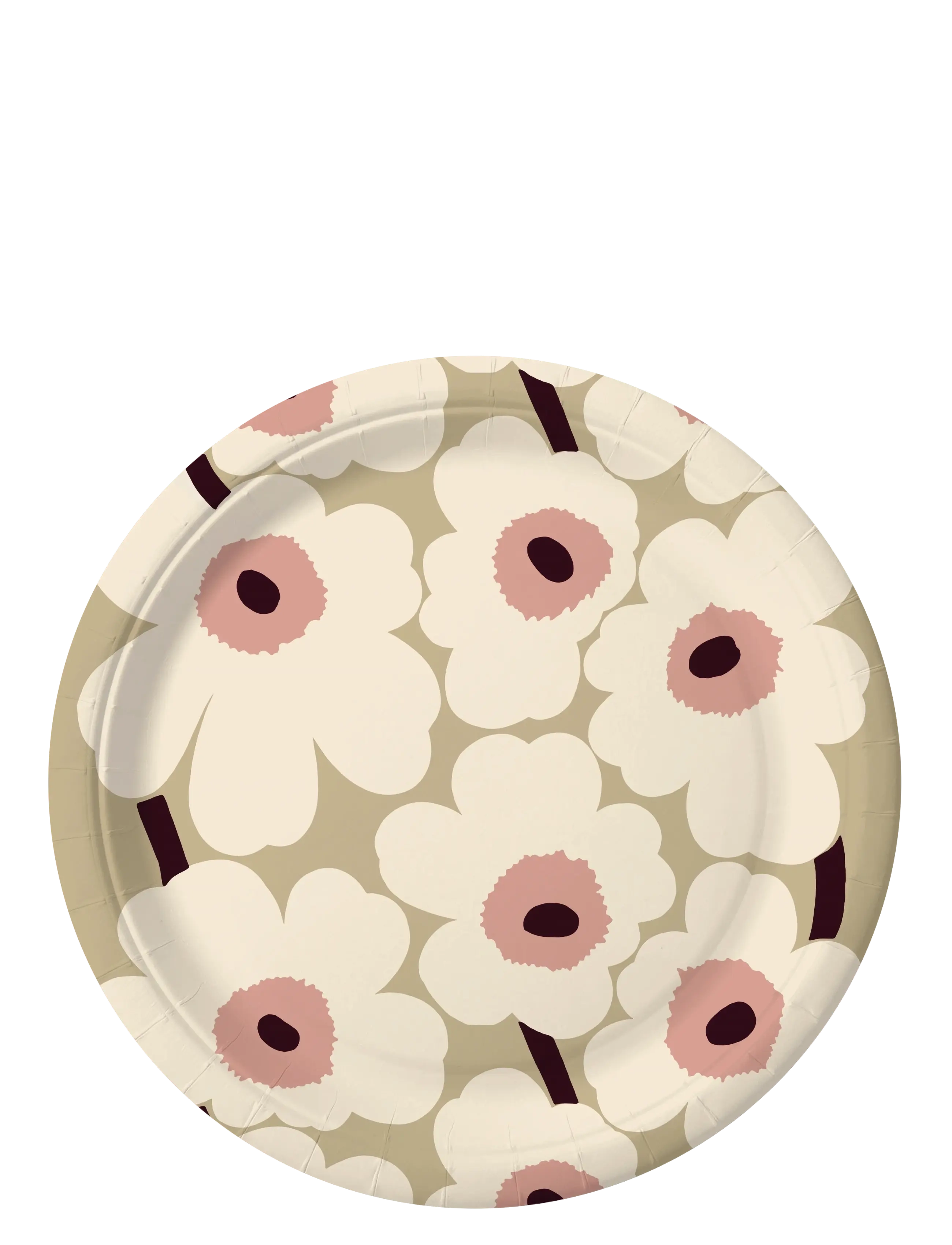 Marimekko by Havi Unikko Paper Plate, Ø 22 cm, Outdoor Environment, Beige - Picnic Plates, Mugs, Cutlery, Homeware