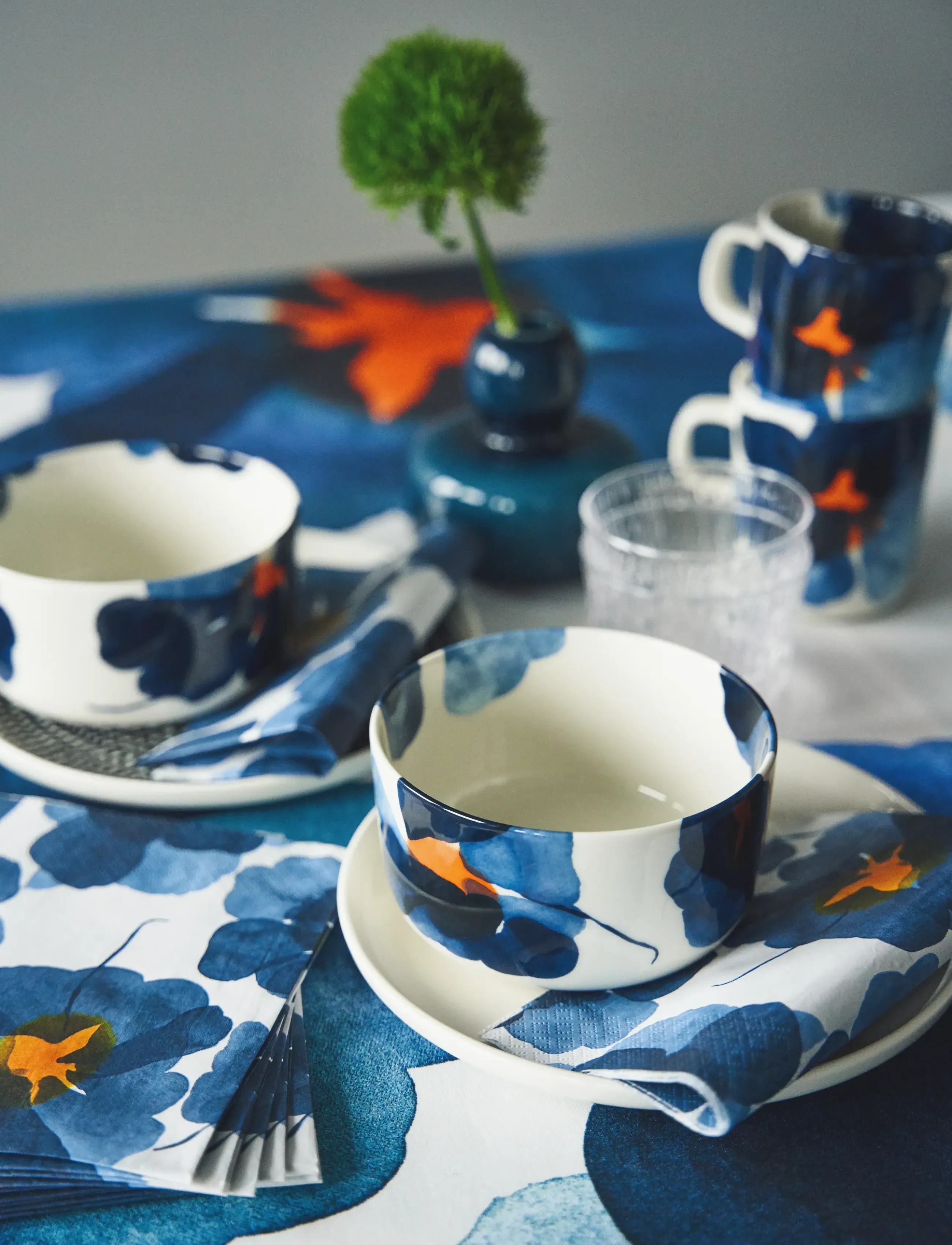 Marimekko by Havi Napkin Valssi, 33X33 cm, Napkins, Marineblau - Paper Homeware