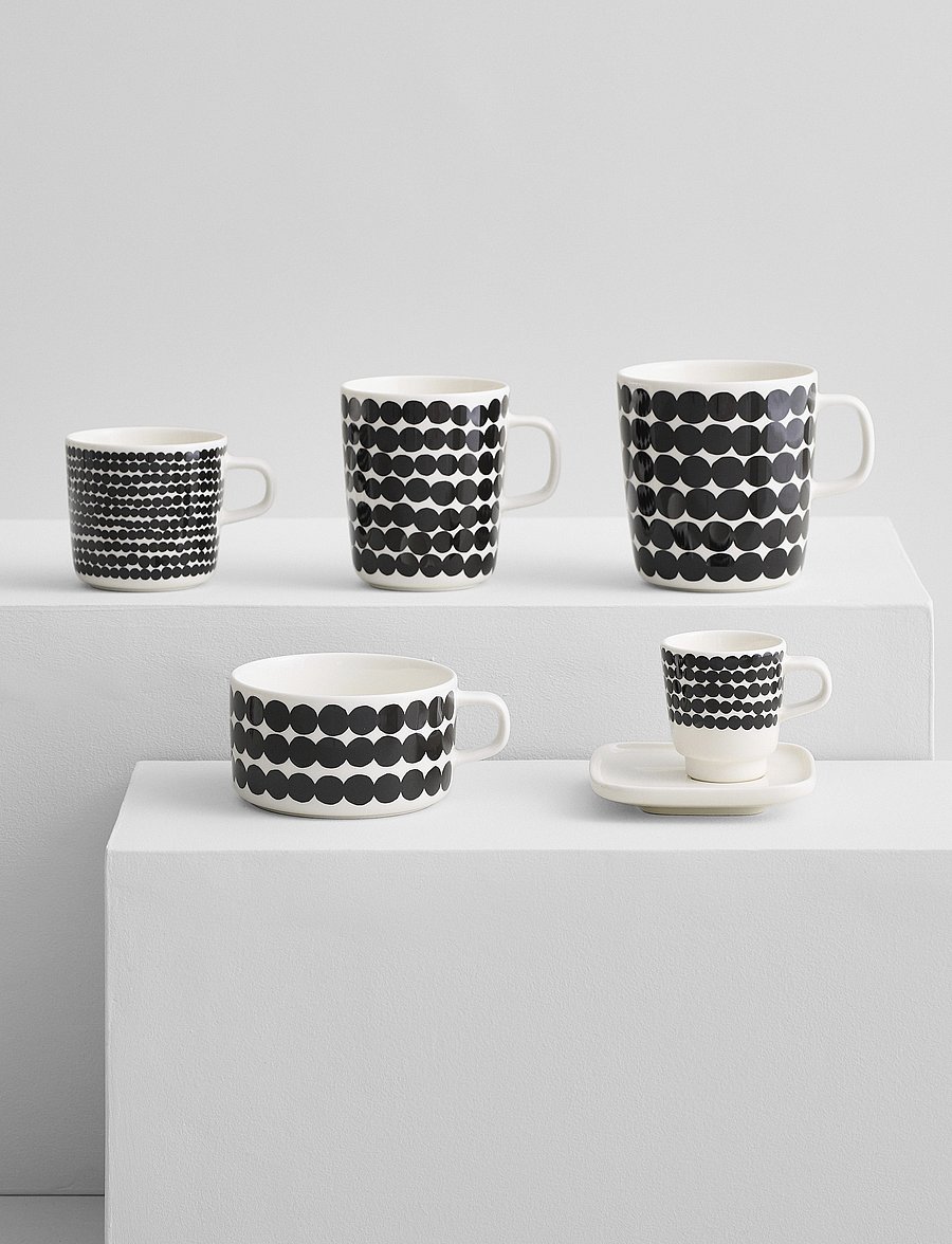 Marimekko Home - SIIRTOLAP. COFFEE CUP 2DL - kaffetassen - white,black/räsymatto - 0