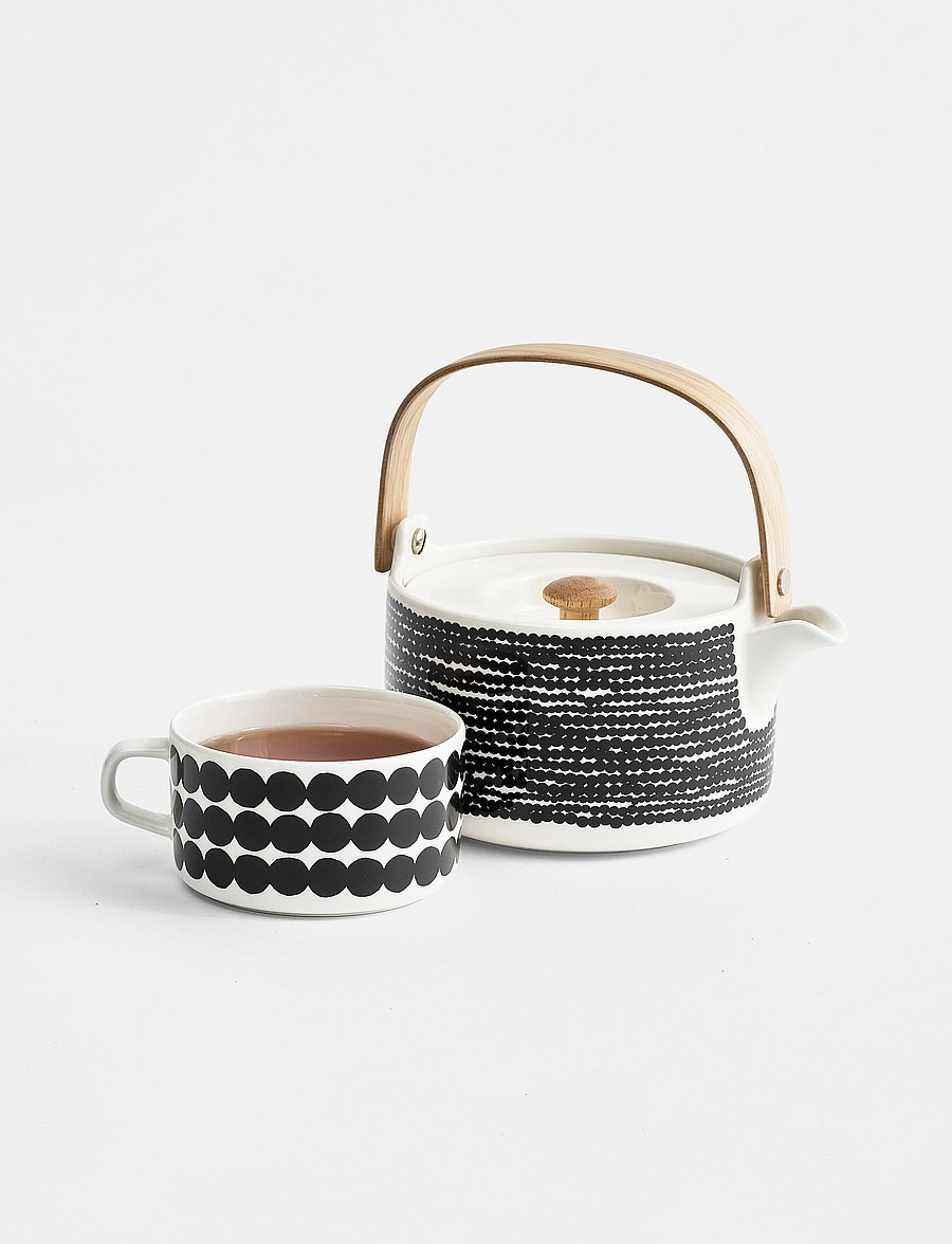 Marimekko Home - SIIRTOLAP. TEACUP 2,5 DL - kaffetassen - white,black/räsymatto - 0