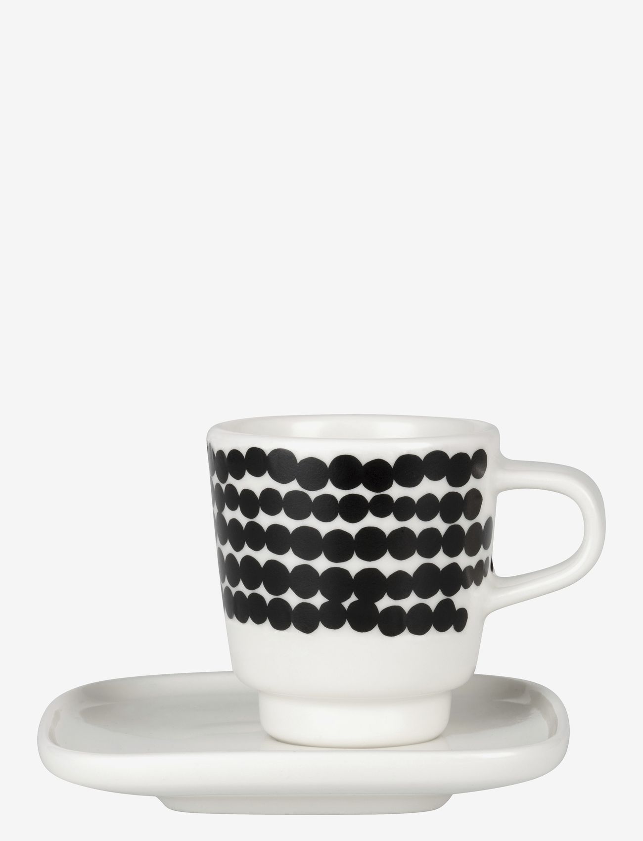 Marimekko Home - SIIRTOLAP. ESPRESSO CUP+SAUCER - najniższe ceny - white, black - 0