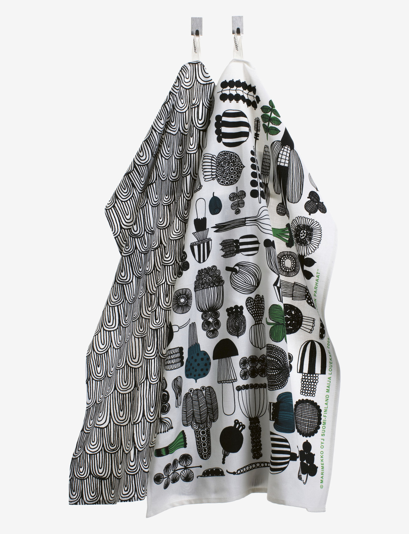 Marimekko Home - PUUTARHURIN P. TEA TOWEL 2PCS - white,black,green - 0
