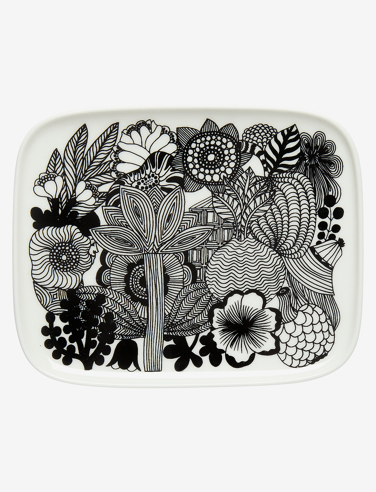 Marimekko Home - SIIRTOLAPUUTARHA PLATE 15X12CM - tabletts - white, black - 1
