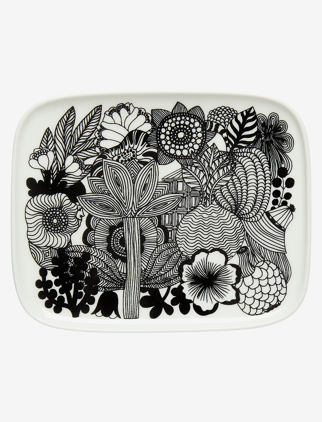 Marimekko Home - SIIRTOLAPUUTARHA PLATE 15X12CM - tabletts - white, black - 0