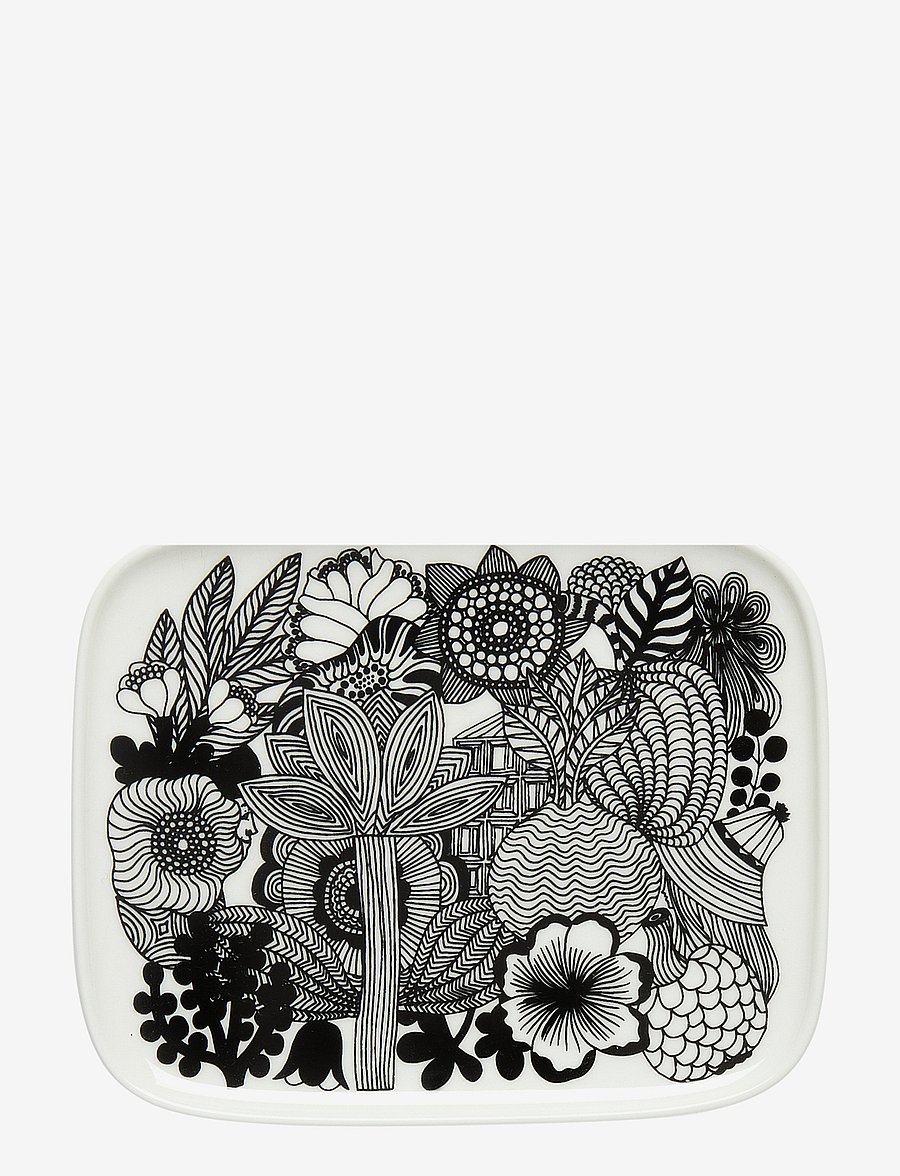 Marimekko Home - SIIRTOLAPUUTARHA PLATE 15X12CM - tabletts - white, black - 1