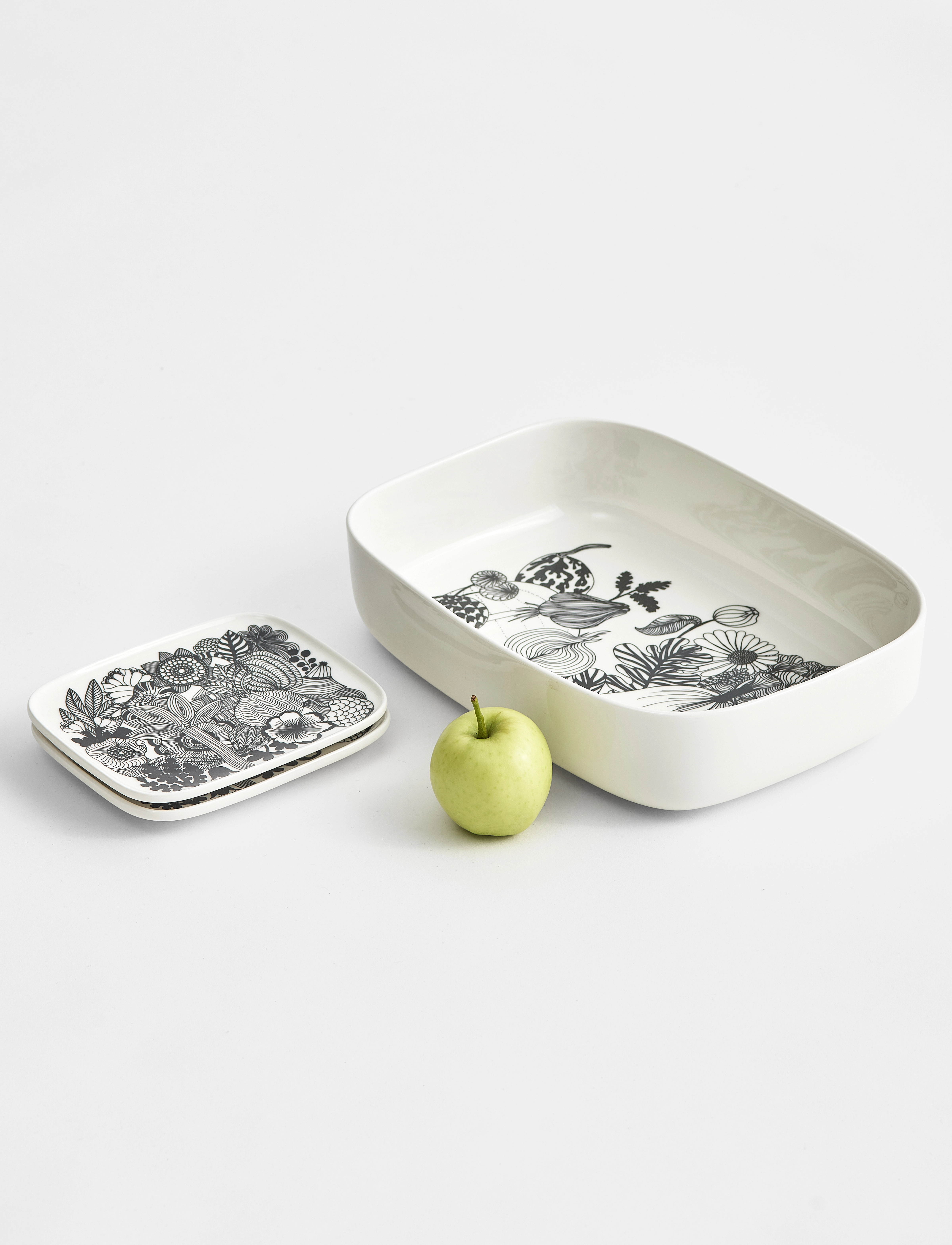 Marimekko Home Siirtolapuutarha Plate 15X12Cm, 12X15 cm, Dining & Table Accessories, Schwarz - Trays, Homeware