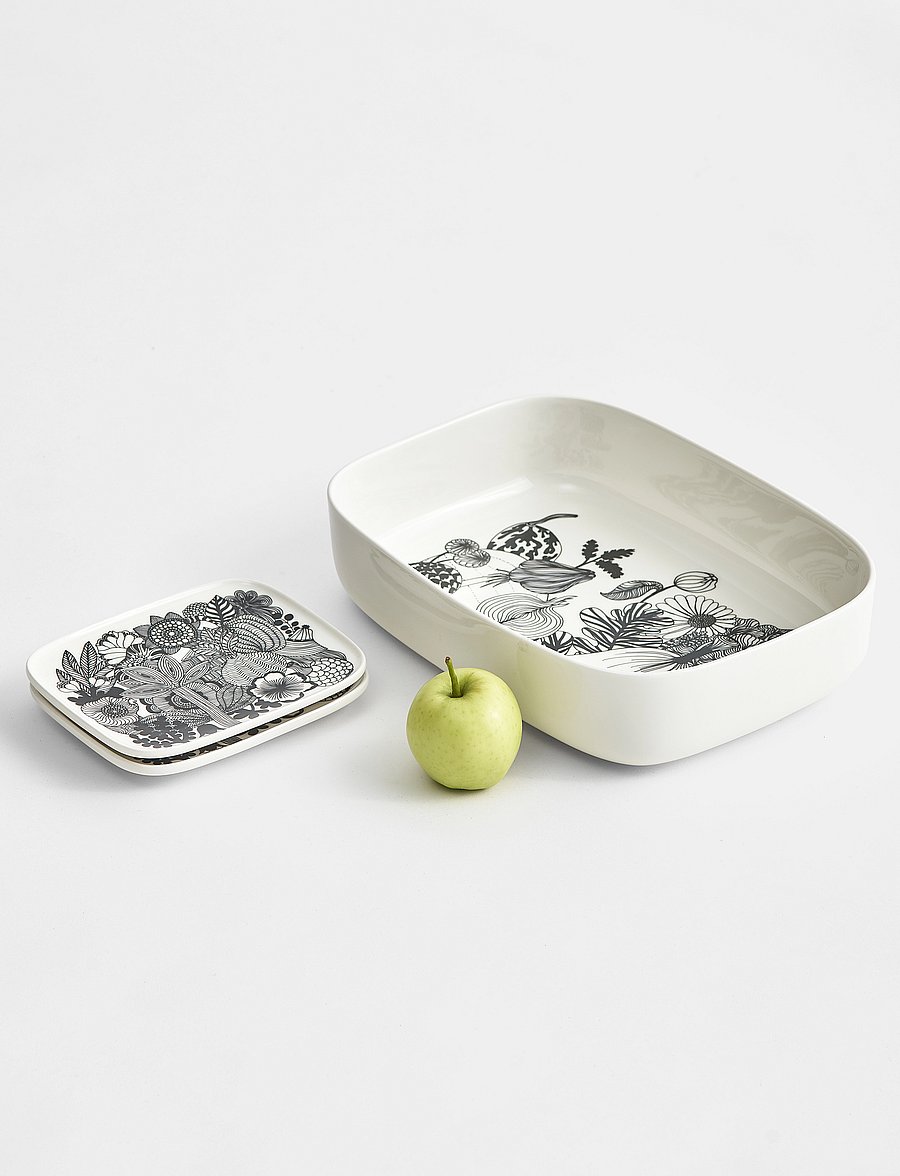 Marimekko Home - SIIRTOLAPUUTARHA PLATE 15X12CM - tabletts - white, black - 0