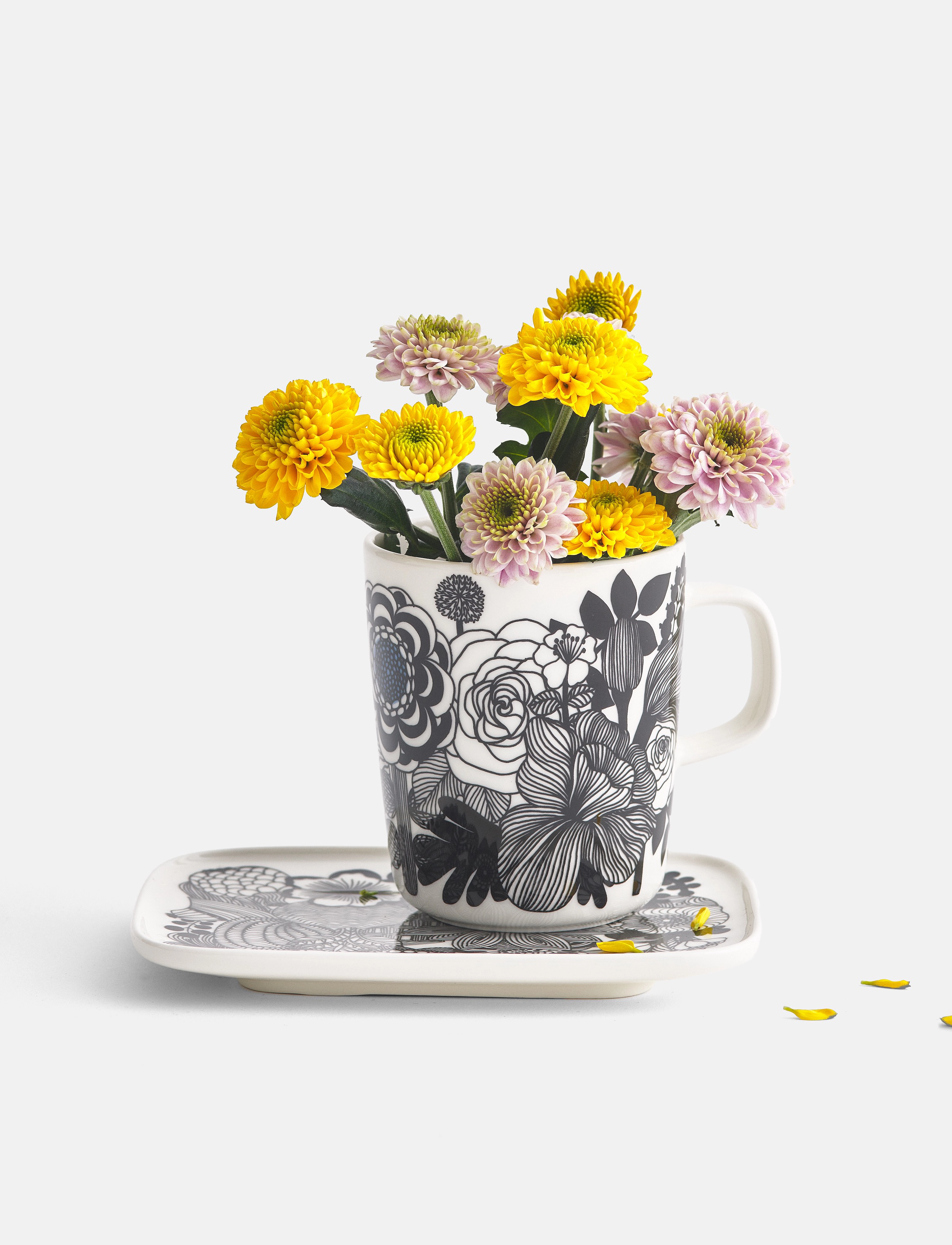 Marimekko Home - SIIRTOLAPUUTARHA MUG 2,5 DL - white, black, turquoise - 1