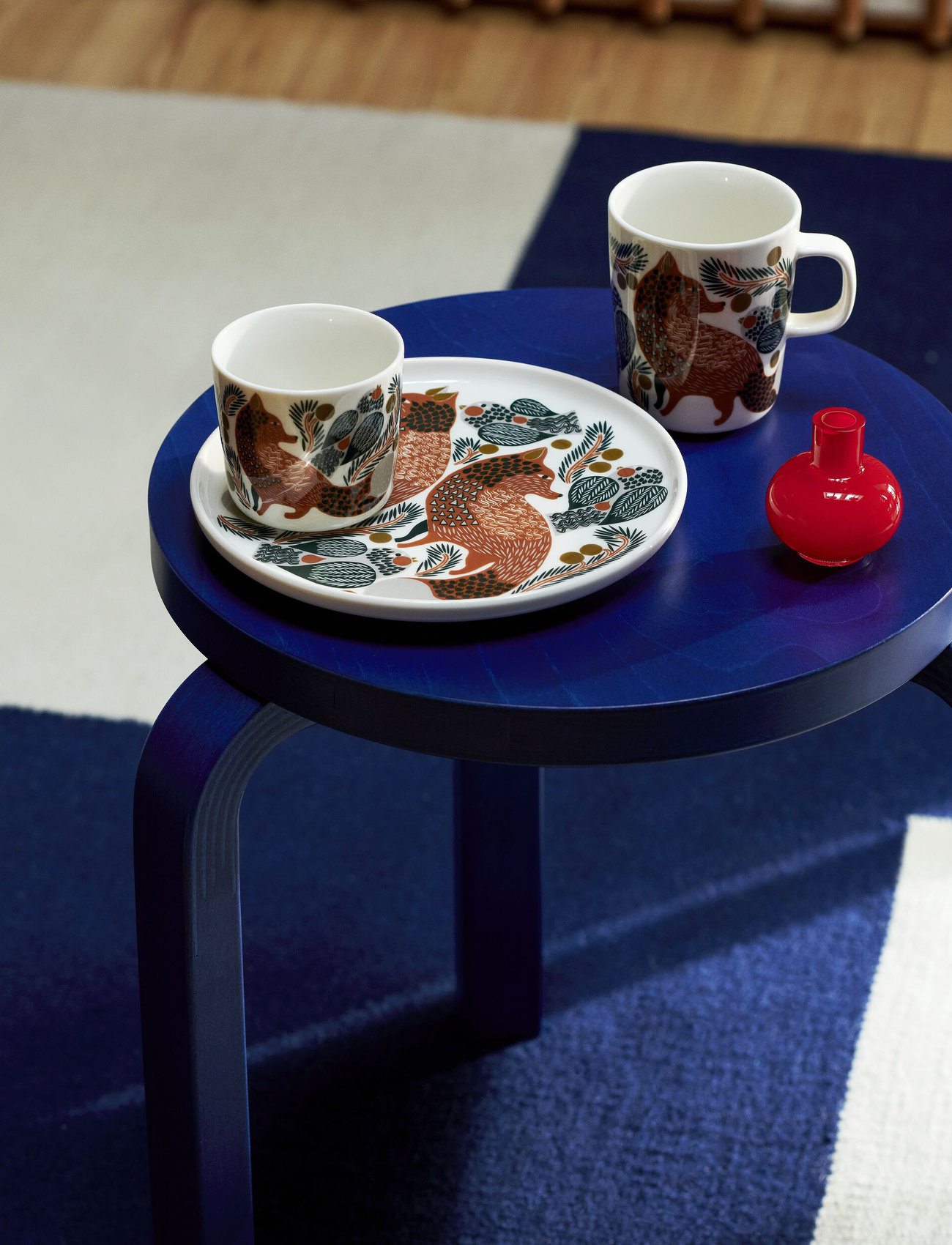 Marimekko Home - KETUNMARJA COFFEE CUP W/OUT H 2PCS - mažiausios kainos - white/ red-brown/ dark green - 1
