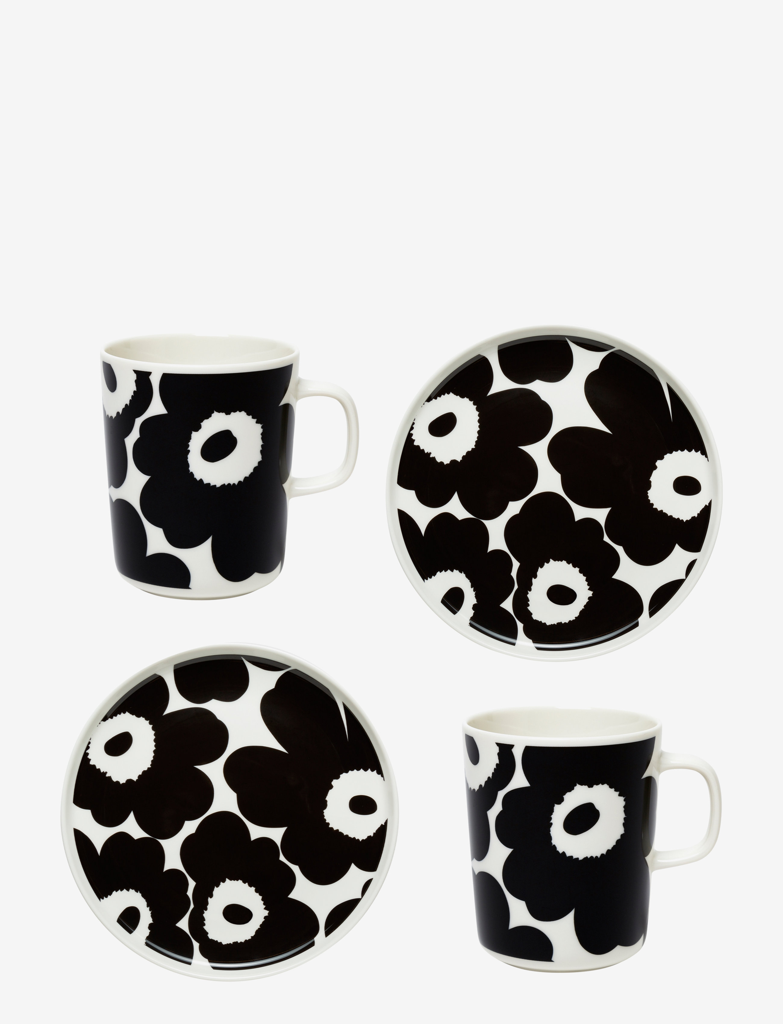 Marimekko Home Unikko Breakfast Set 2Pcs M+P, One Size, Cups & Mugs, Schwarz - Coffee Cups, Homeware