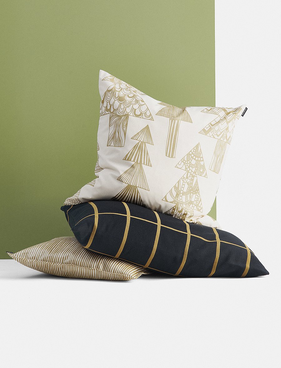 Marimekko Home - TIILISKIVI CUSHION COVER 40X60 - padjakatted - caviar, gold - 0