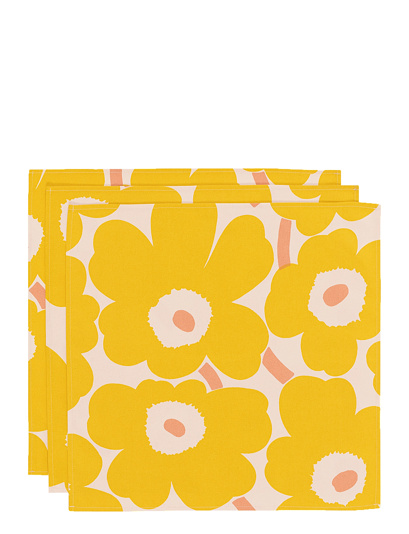 Marimekko Home - PIENI UNIKKO NAPKIN 3 PCS - linen- & cotton napkins - cotton, yellow, pink - 0