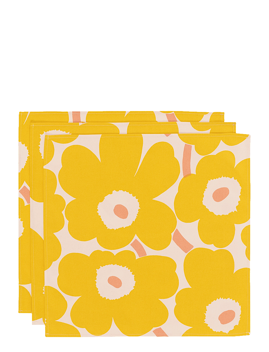 Marimekko Home - PIENI UNIKKO NAPKIN 3 PCS - stoffen servetten - cotton, yellow, pink - 1