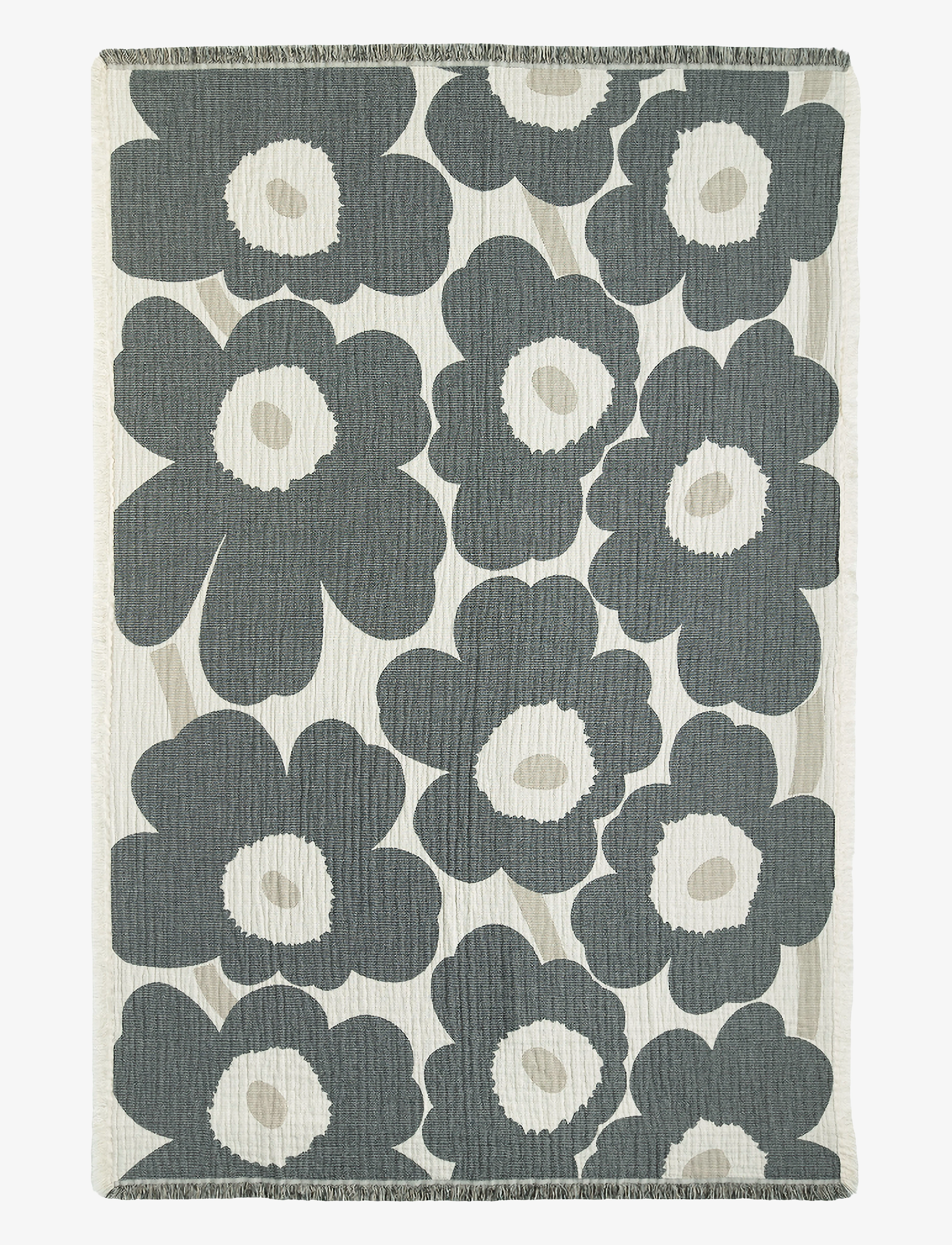 Marimekko Home Unikko Jacquard Throw 150X220, 150X220 cm, Cushions & Blankets, Grau - Blankets Throws, Homeware