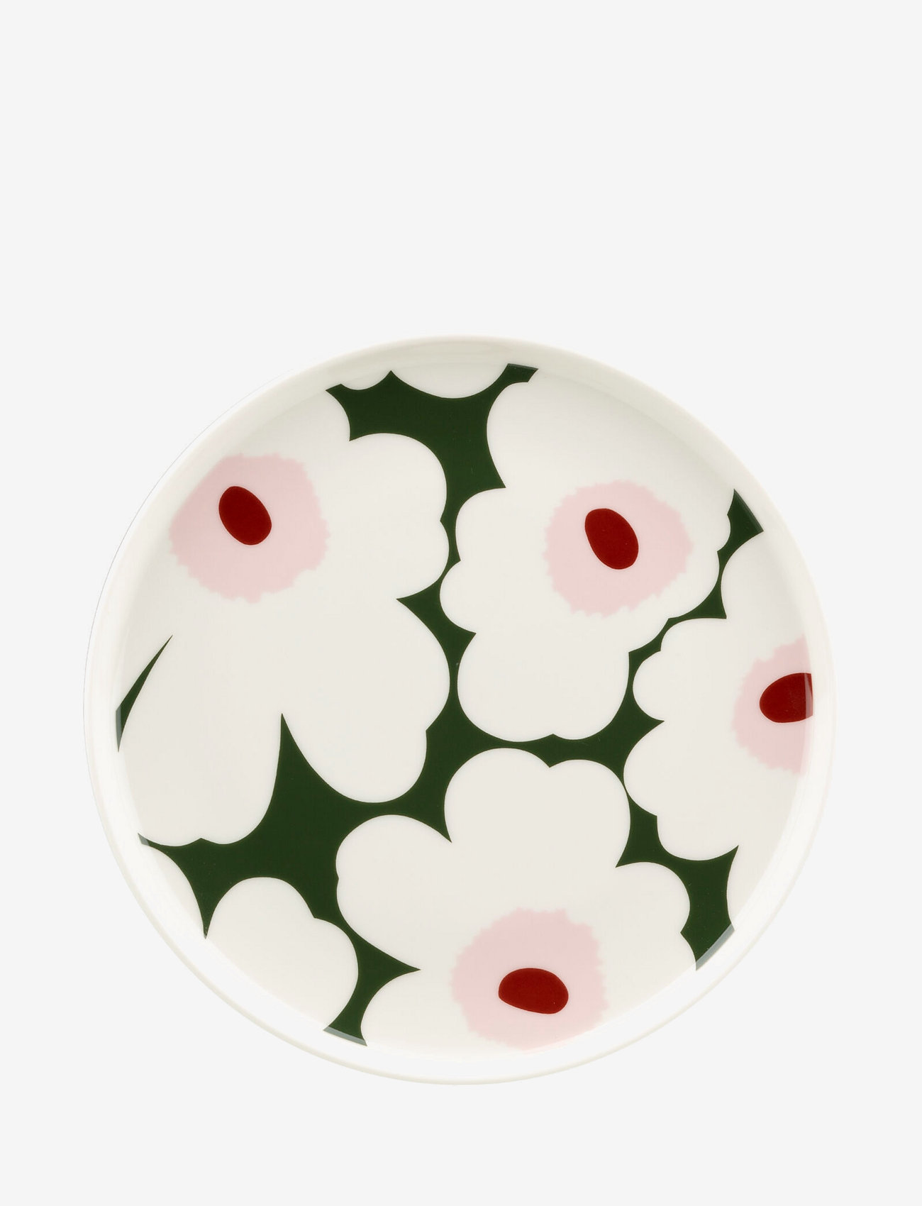 Marimekko Home - UNIKKO PLATE 20 CM - white, dk.green, lt.pink - 0