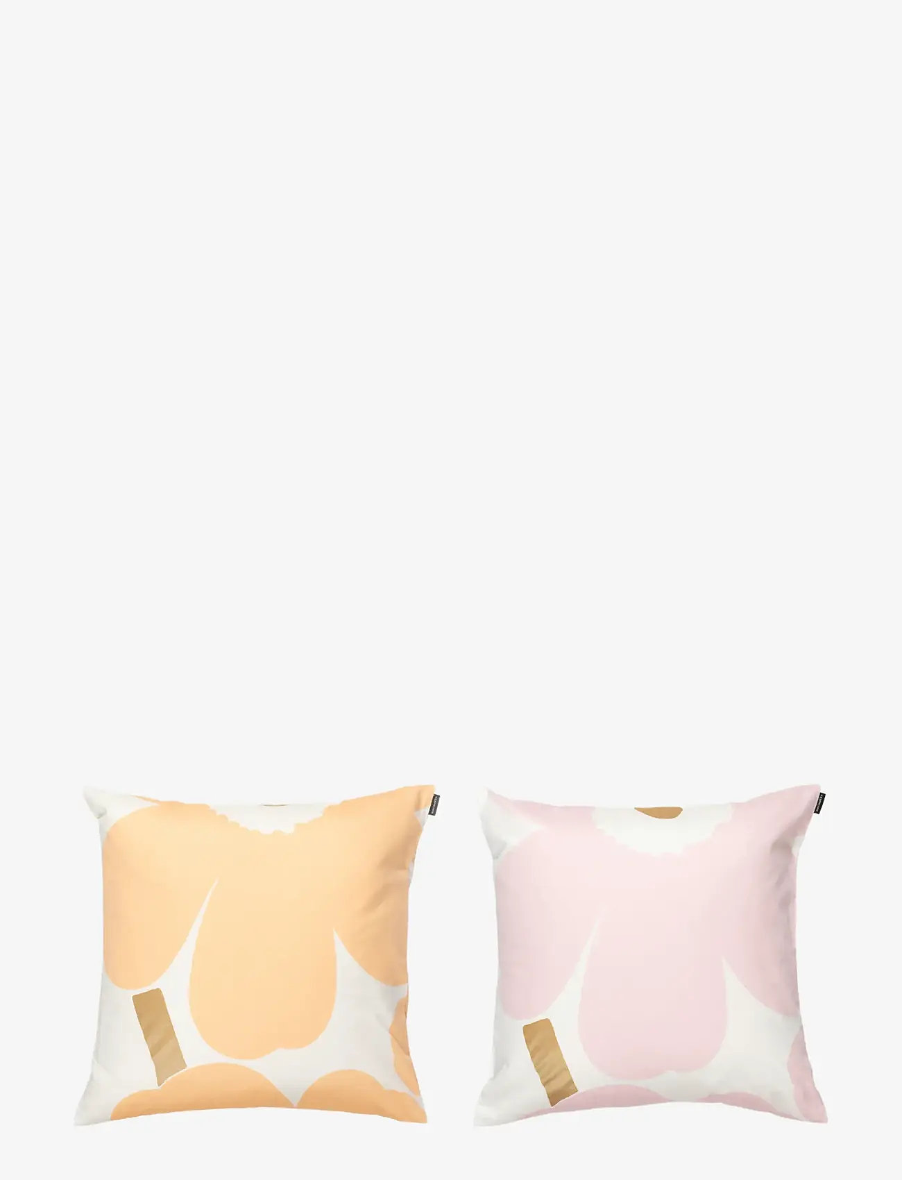 Marimekko Home - UNIKKO CUSHION COVER 50X50CM 2 PCS - kuddfodral - white, lt.pink, apricot, gold - 0