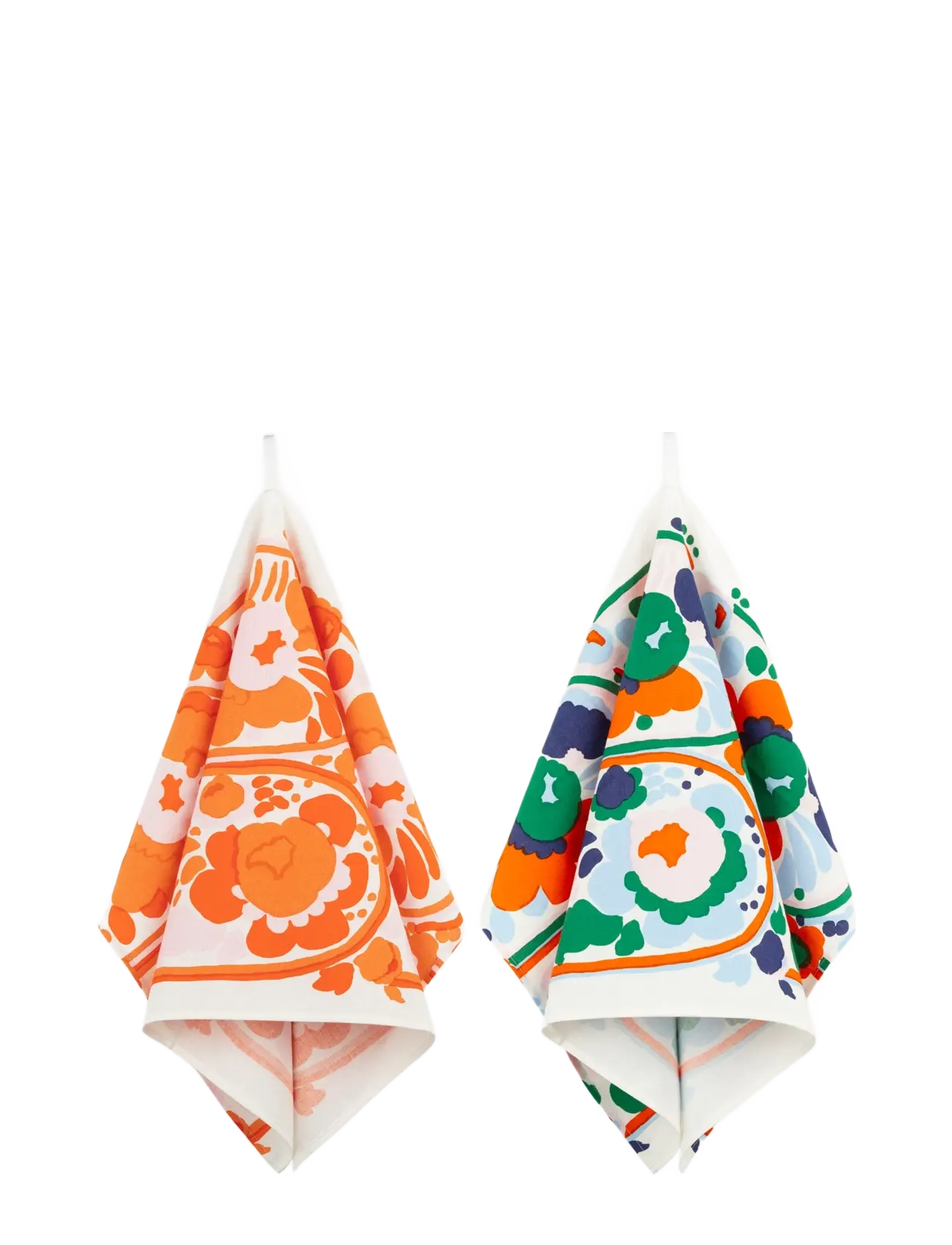 Marimekko Home KARUSELLI TEA TOWEL 2 PCS - Marimekko Home - WHITE, ORANGE, BLUE, EMERALD / white