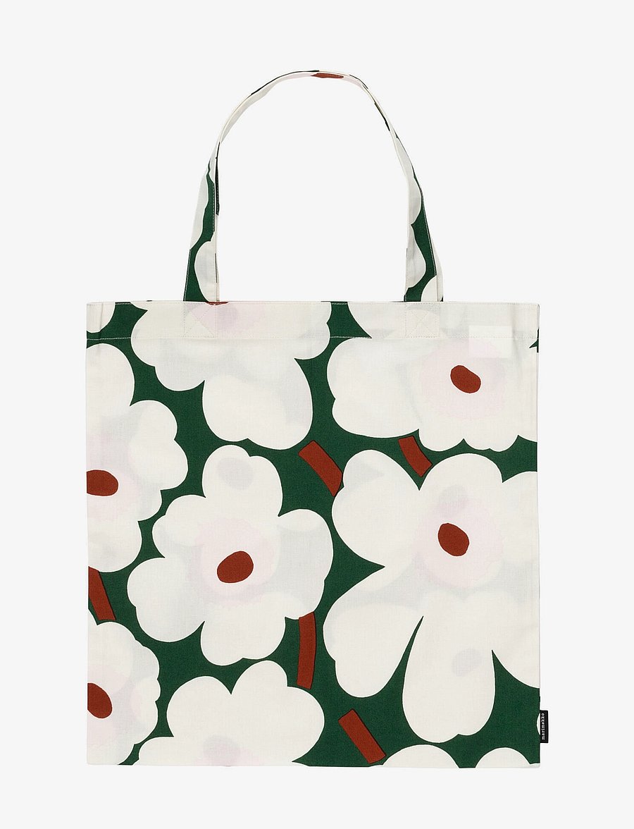 Marimekko Home - P. UNIKKO BAG 44X43 CM - tote bags - dk.green, off white, l.pink - 0