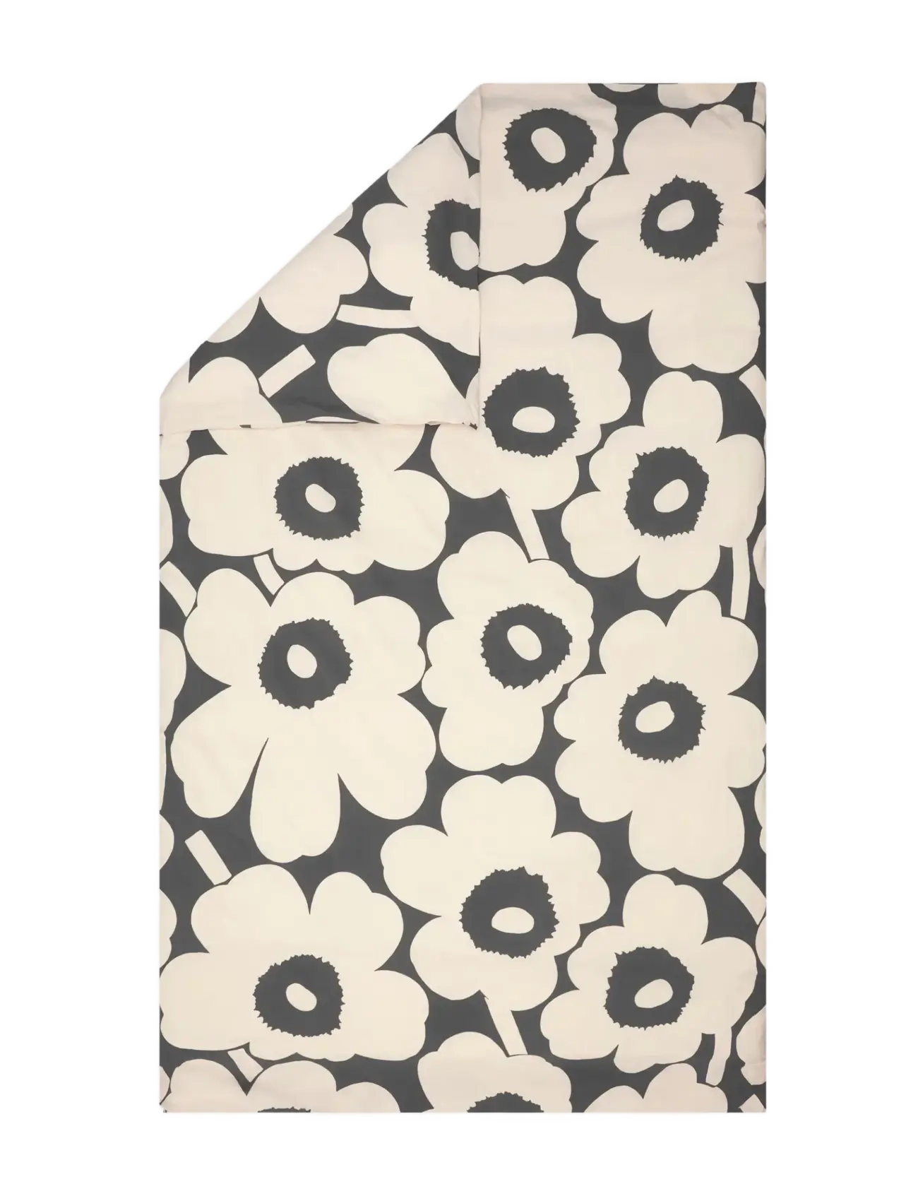 Marimekko Home UNIKKO DC 150X210 CM - Bed linen - CHARCOAL, OFF WHITE / pink/rose