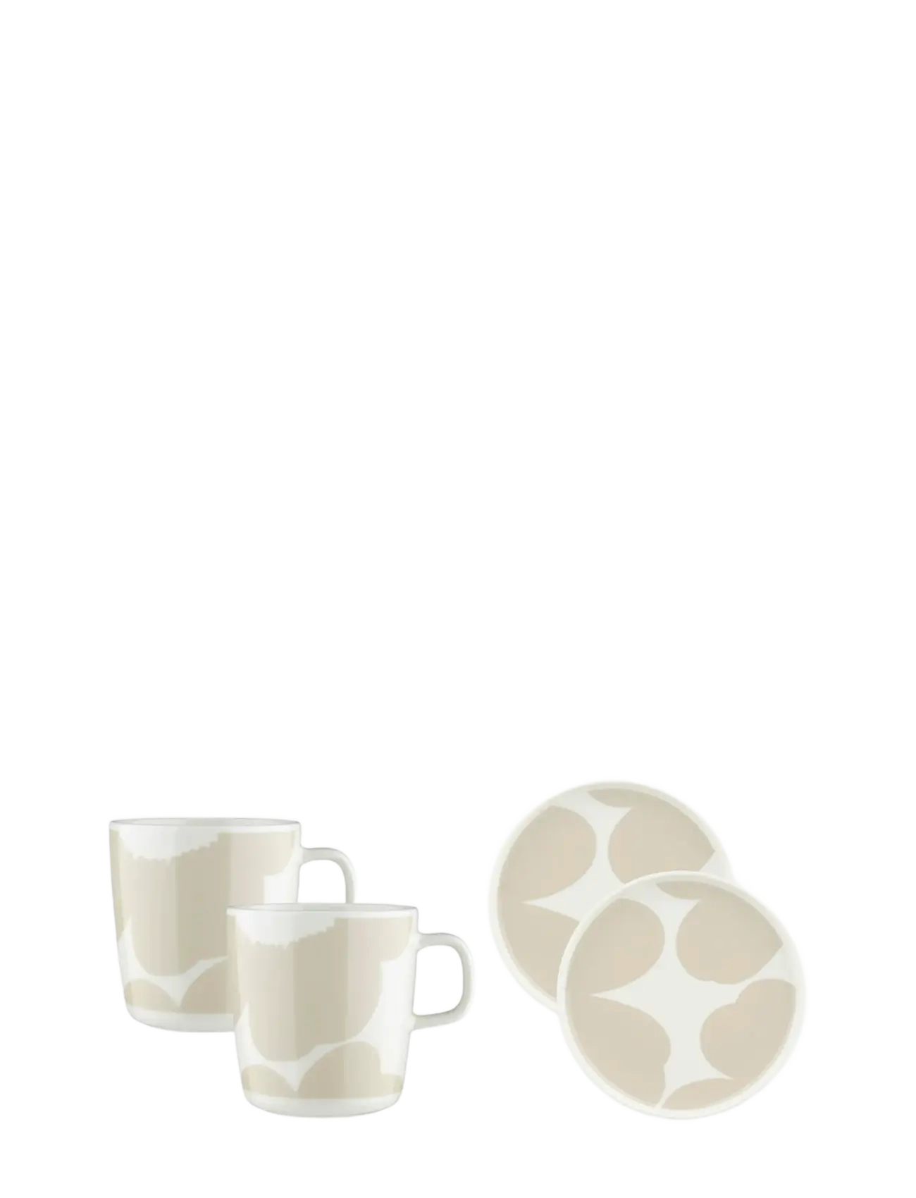 ISO UNIKKO MUG 4DL+PLATE 4 PCS - WHITE, STRAW