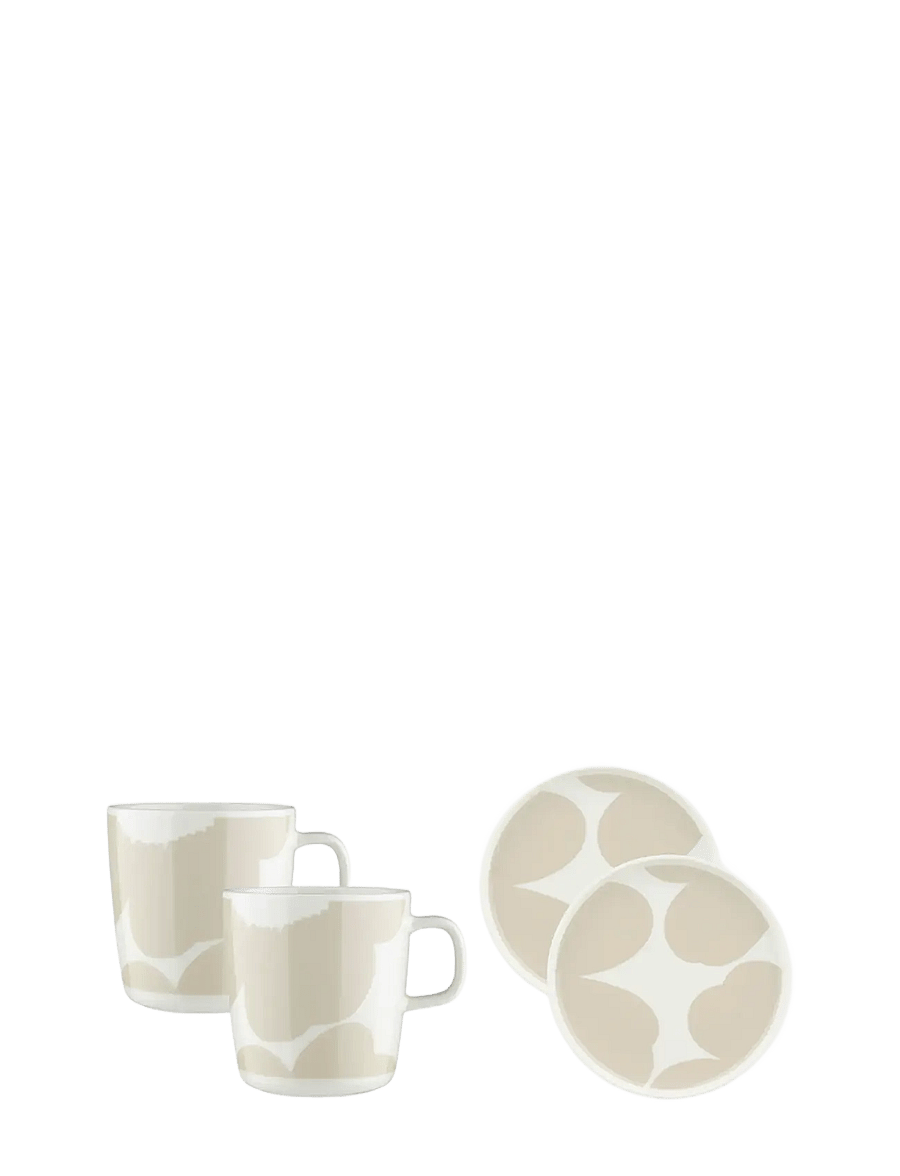 Marimekko Home - ISO UNIKKO MUG 4DL+PLATE 4 PCS - teetassid - white, straw - 0