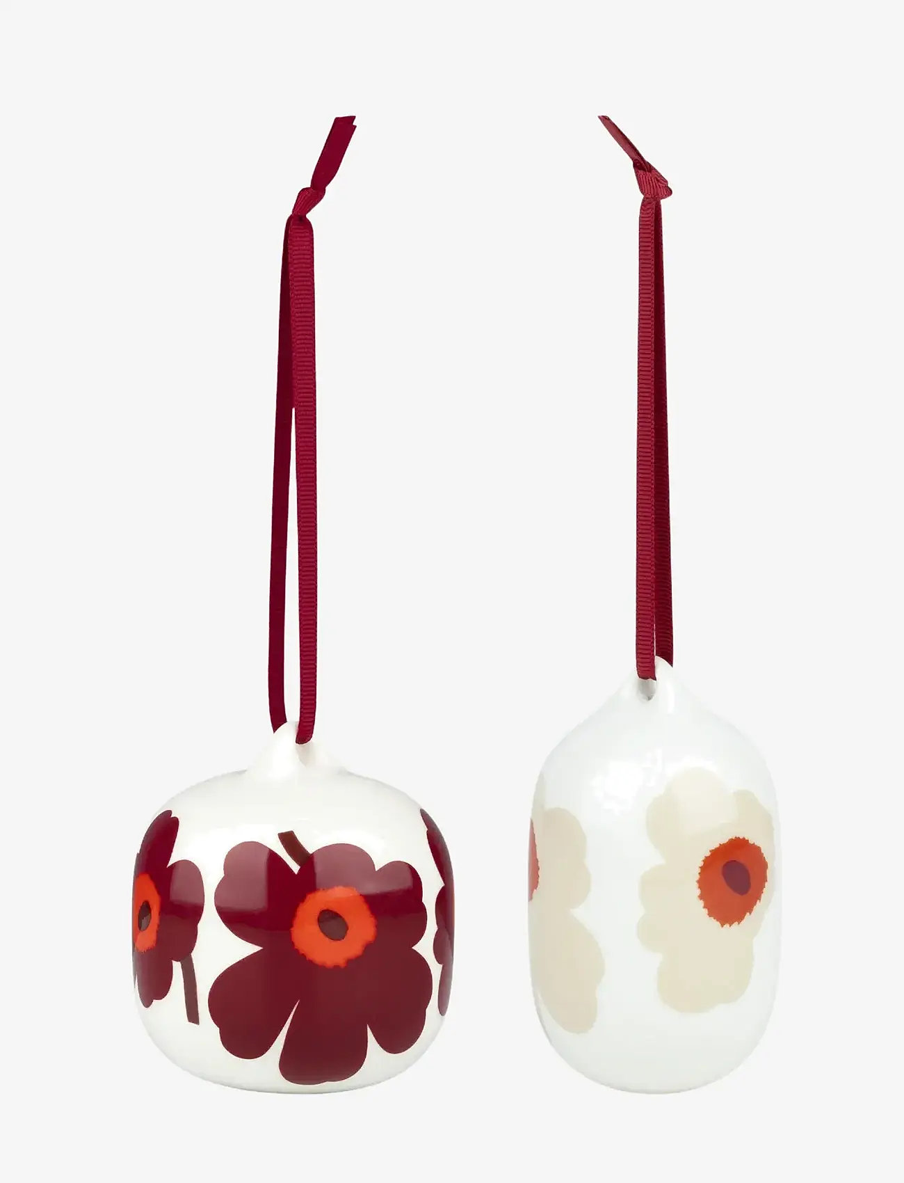 Marimekko Home - UNIKKO ORNAMENT 2 PCS - nach preis einkaufen - white, red, beige - 0
