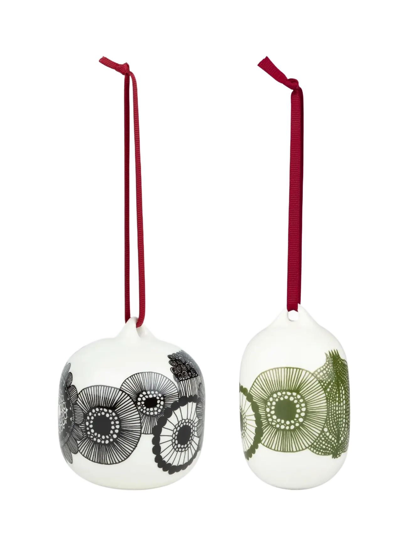 Marimekko Home Siirtolapuutarha Ornament 2 Pcs, Julekugle og juletræstilbehør, Hvid, Str: ONE SIZE