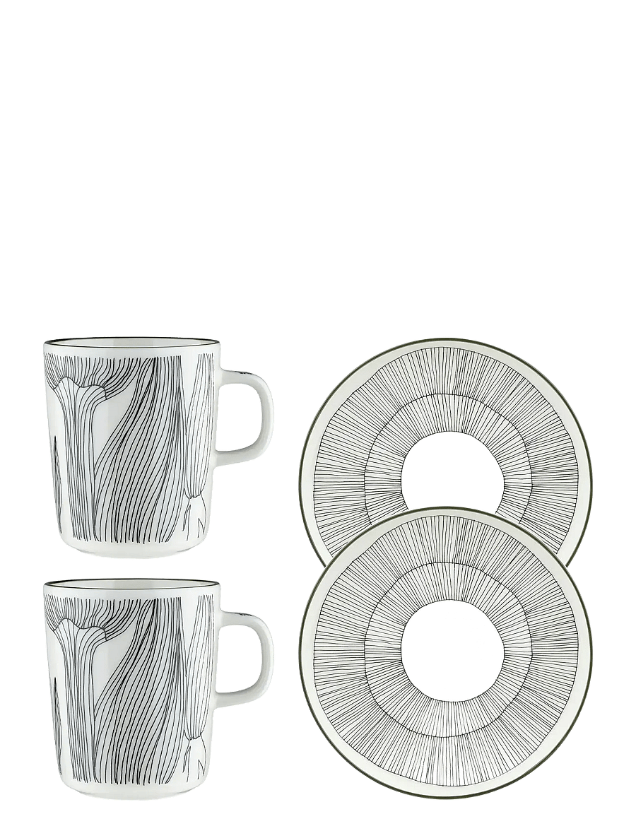 Marimekko Home - KUKAT PUHKEAVAT BREAKFASTSET 4 - tekopper - white, forest green, black - 0