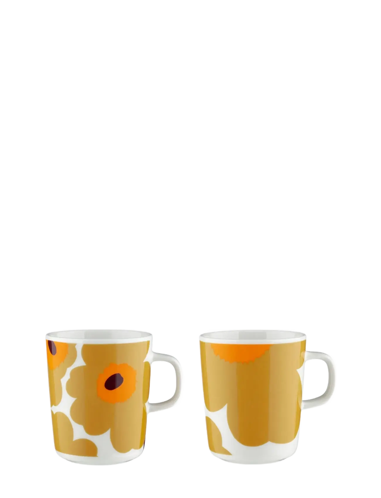 Marimekko Home UNIKKO MUG 2,5 DL 2 PCS - Krus & Kopper - WHITE, CARAMEL, WARM ORANGE / multi